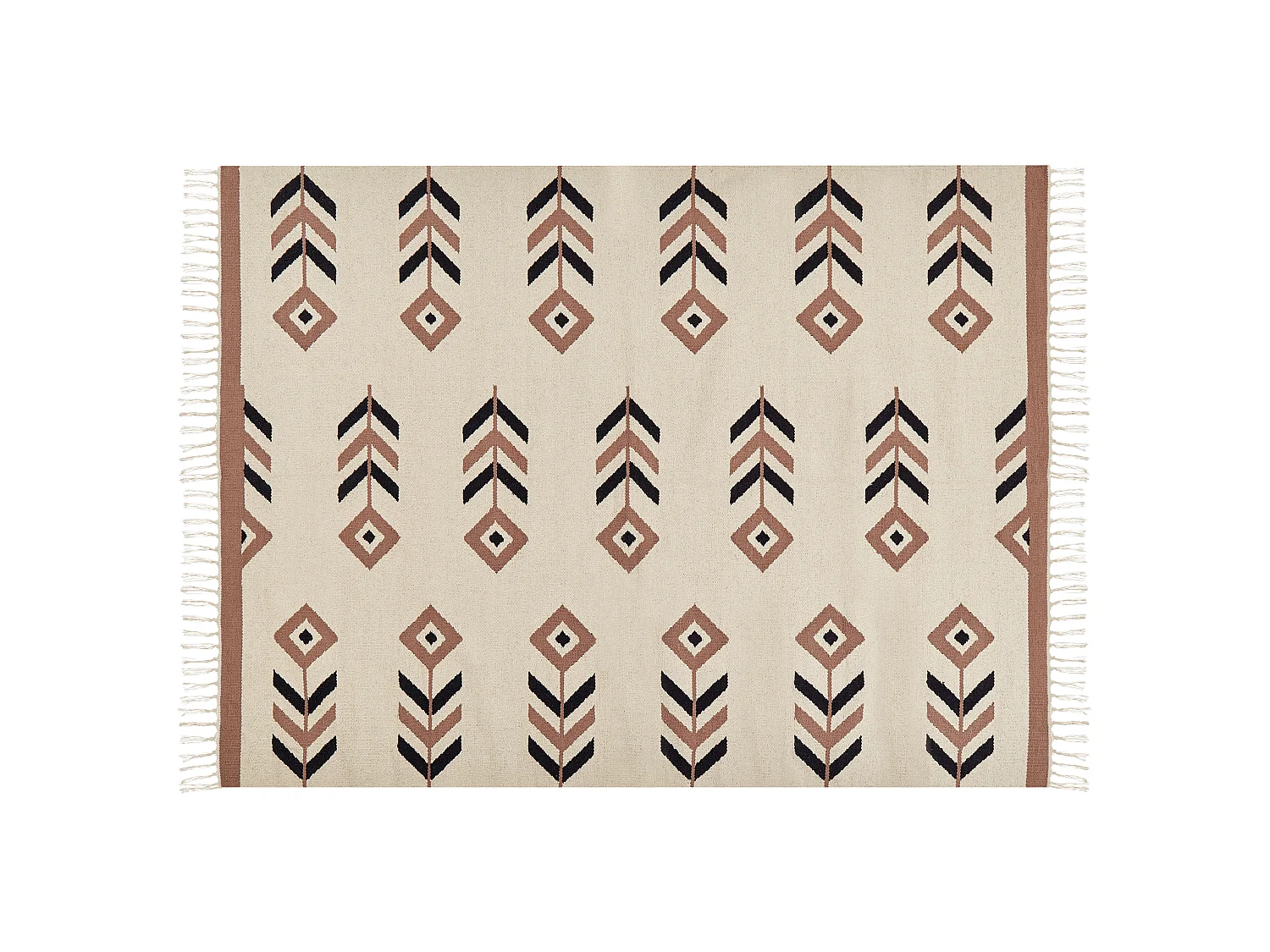 Dywan bawełniany kilim 140 x 200 cm beżowo-czarny NIAVAN 1315909 - obrazek 1