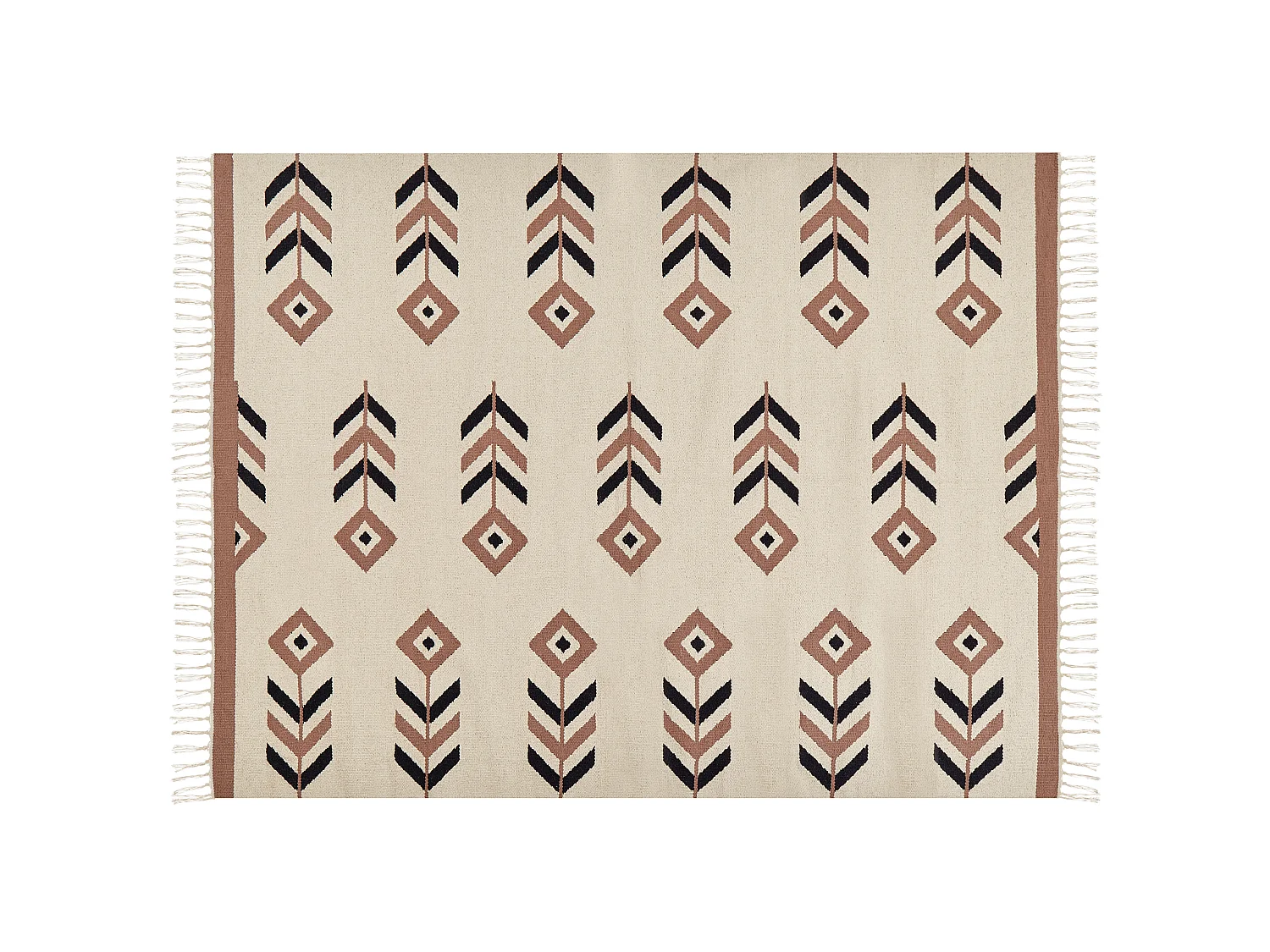 Dywan bawełniany kilim 160 x 230 cm beżowo-czarny NIAVAN 1315913 - obrazek 1