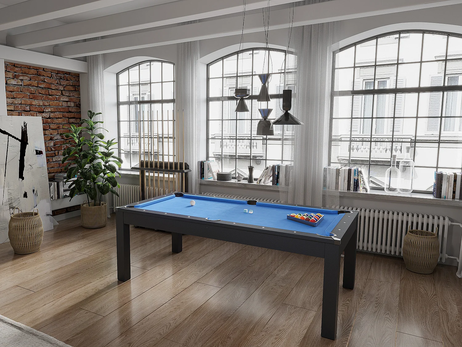 Czarny rozkładany stół - Bilard i Ping-pong - Dł.182 x Szer.102 x Wys.80 cm - SOUSA 126861 - obrazek 1