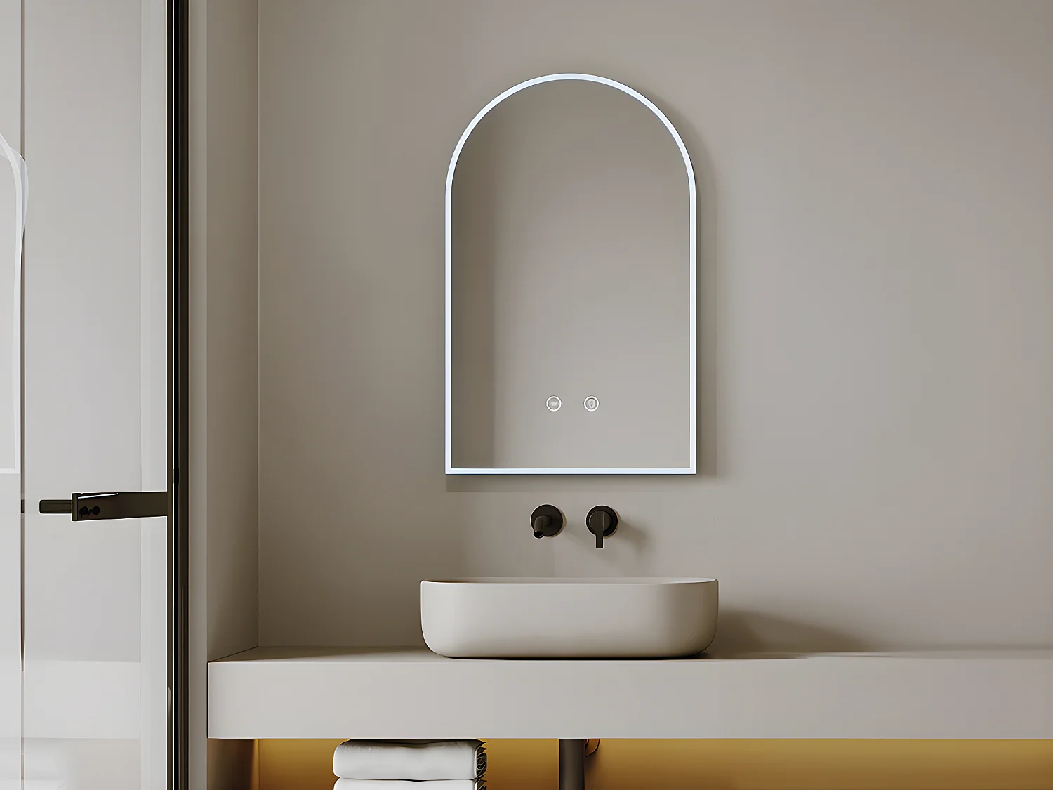 Lustro łazienkowe arkadowe przeciwparowe z diodami LED - szer. 50 x wys. 80 cm - ARCADI 742987 - obrazek 1