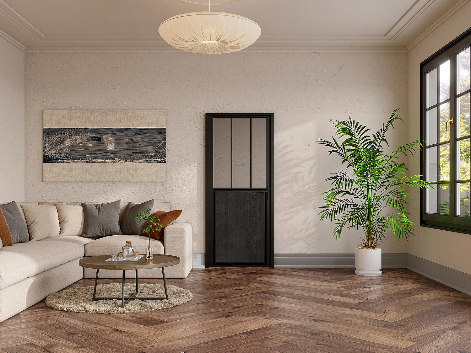 Drzwi kompletne dwustronne z aluminium i szkła hartowanego w stylu industrialnym – wys. 204 x szer. 93 cm – ERMELO 2410073