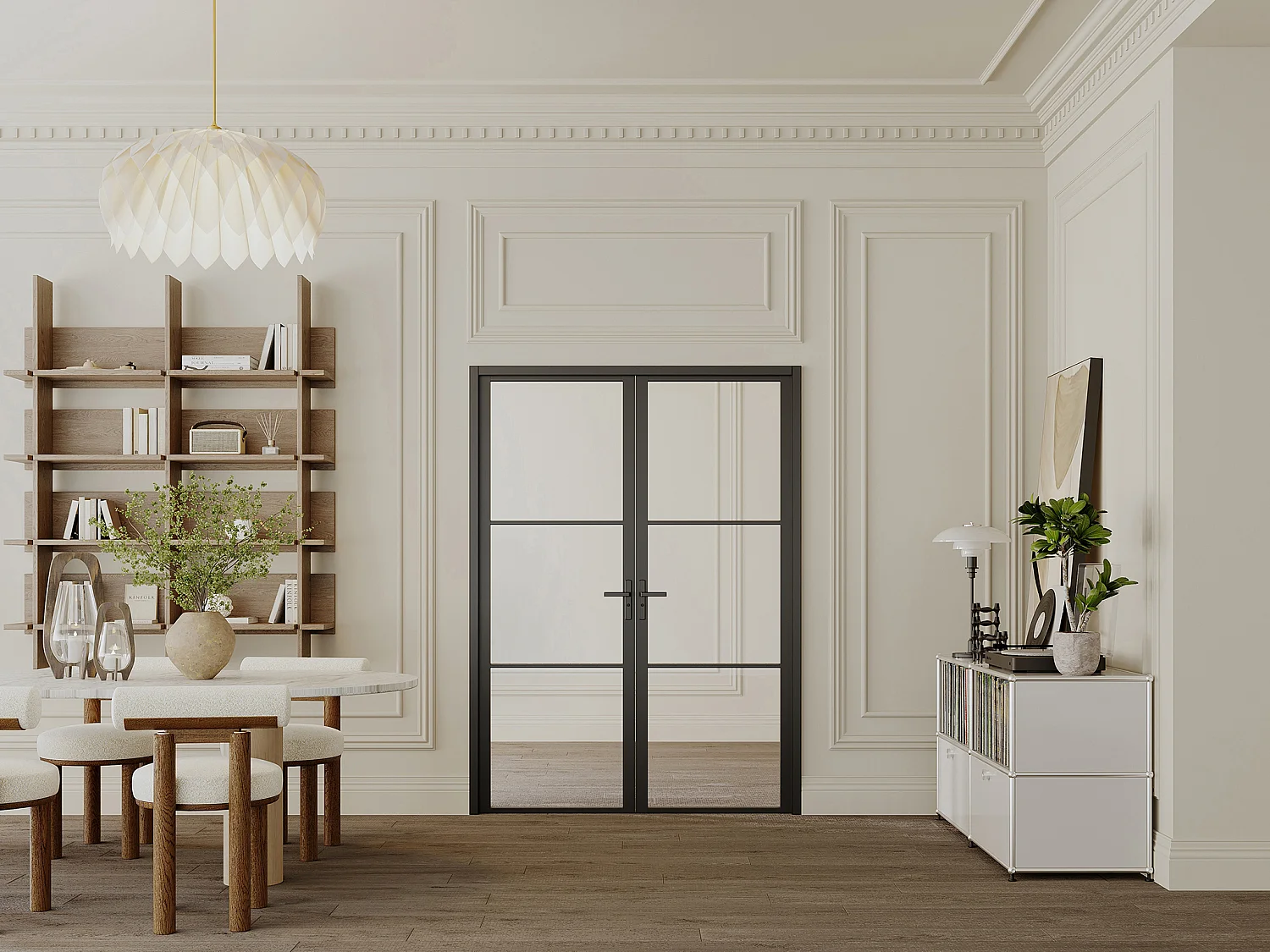 Drzwi kompletne 2-skrzydłowe dwustronne z aluminium i szkła hartowanego – wys. 204 x szer. 146 cm – MASERU 2410025