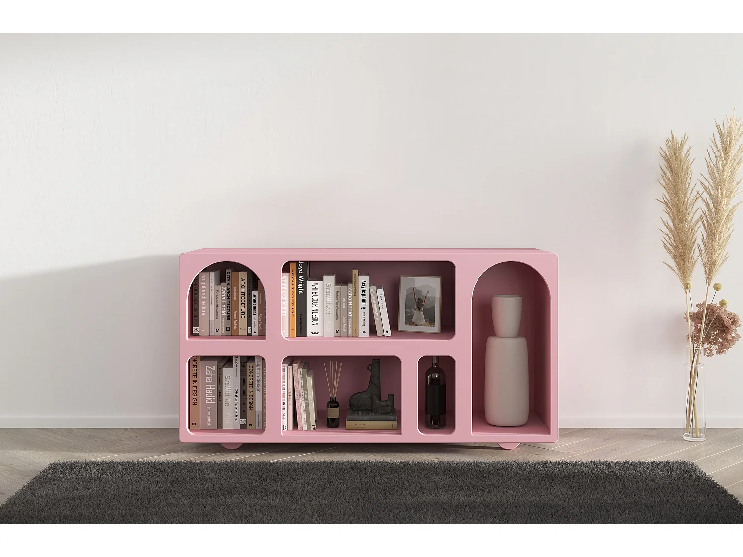 Drewniana komoda z łukami Visby OLIMPIA LONG / różowa 2740259 - obrazek 1