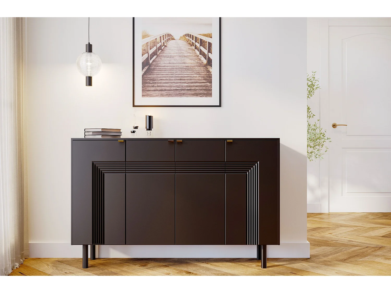 Czarna komoda Dancan YOKO / szerokość 156 cm 2740249