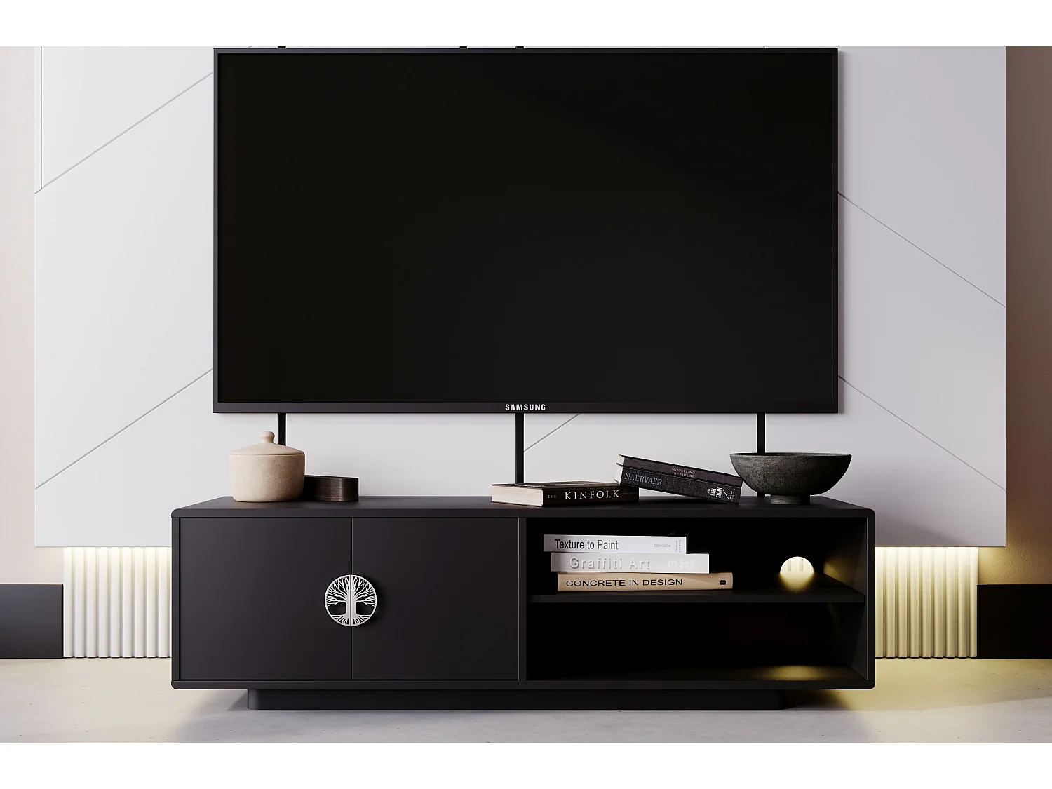 Czarna szafka RTV Dancan LOTTA / szer. 139 cm 2741767 - obrazek 1