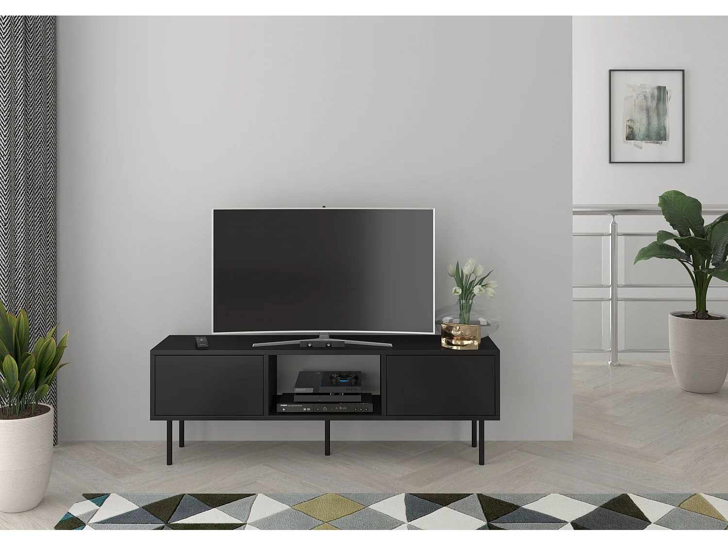 Czarna nowoczesna komoda RTV Dancan MIRKA / szer. 130 cm 2741783 - obrazek 1