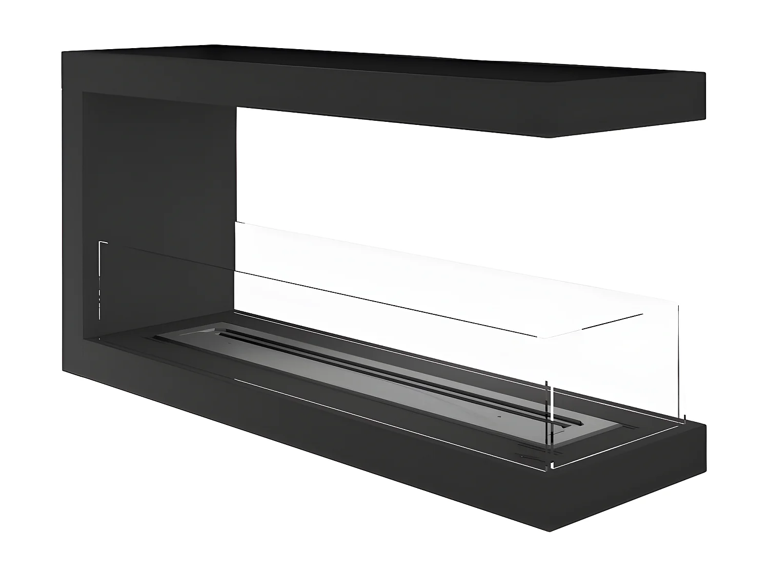U1000.2 Designerski wbudowany kominek bioetanolowy z szybą otwieraną z trzech stron i palnikiem o pojemności 2 litrów 3049936 - obrazek 1