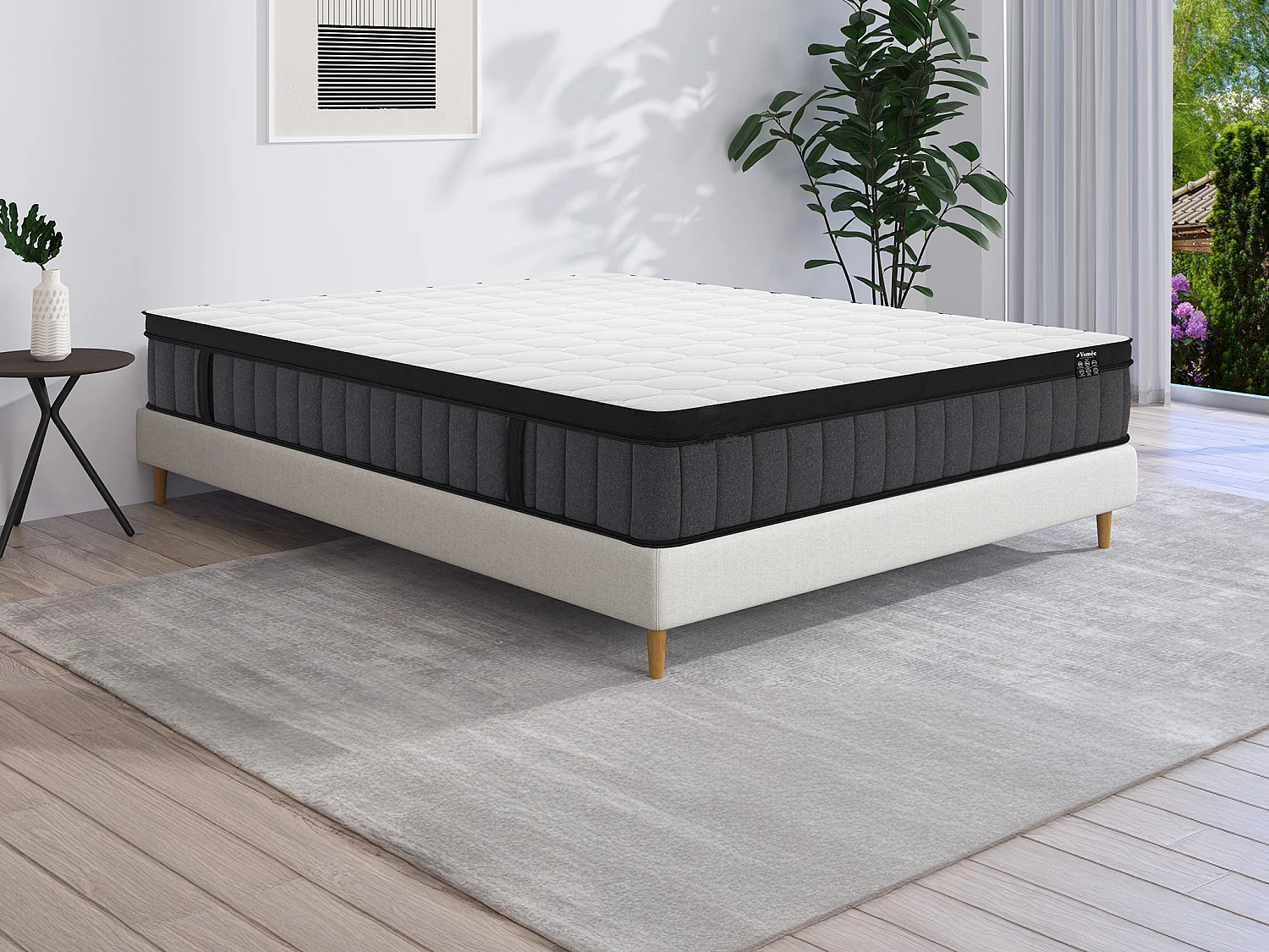 Materac hybrydowy 160 x 200 cm o grub. 25 cm z 7-strefowymi sprężynami kieszeniowymi i żelową poduszką z pamięcią kształtu – TOLCA marki YSMÉE 1960889