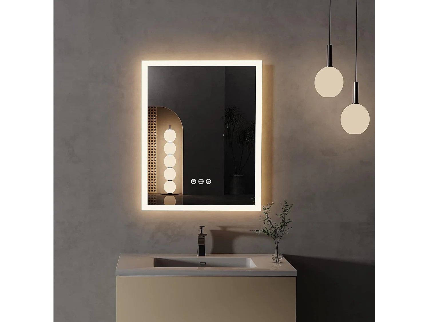 Lustro łazienkowe LED 40x50cm lustro ścienne z oświetleniem antyparowym 40x50cm 2166953 - obrazek 1