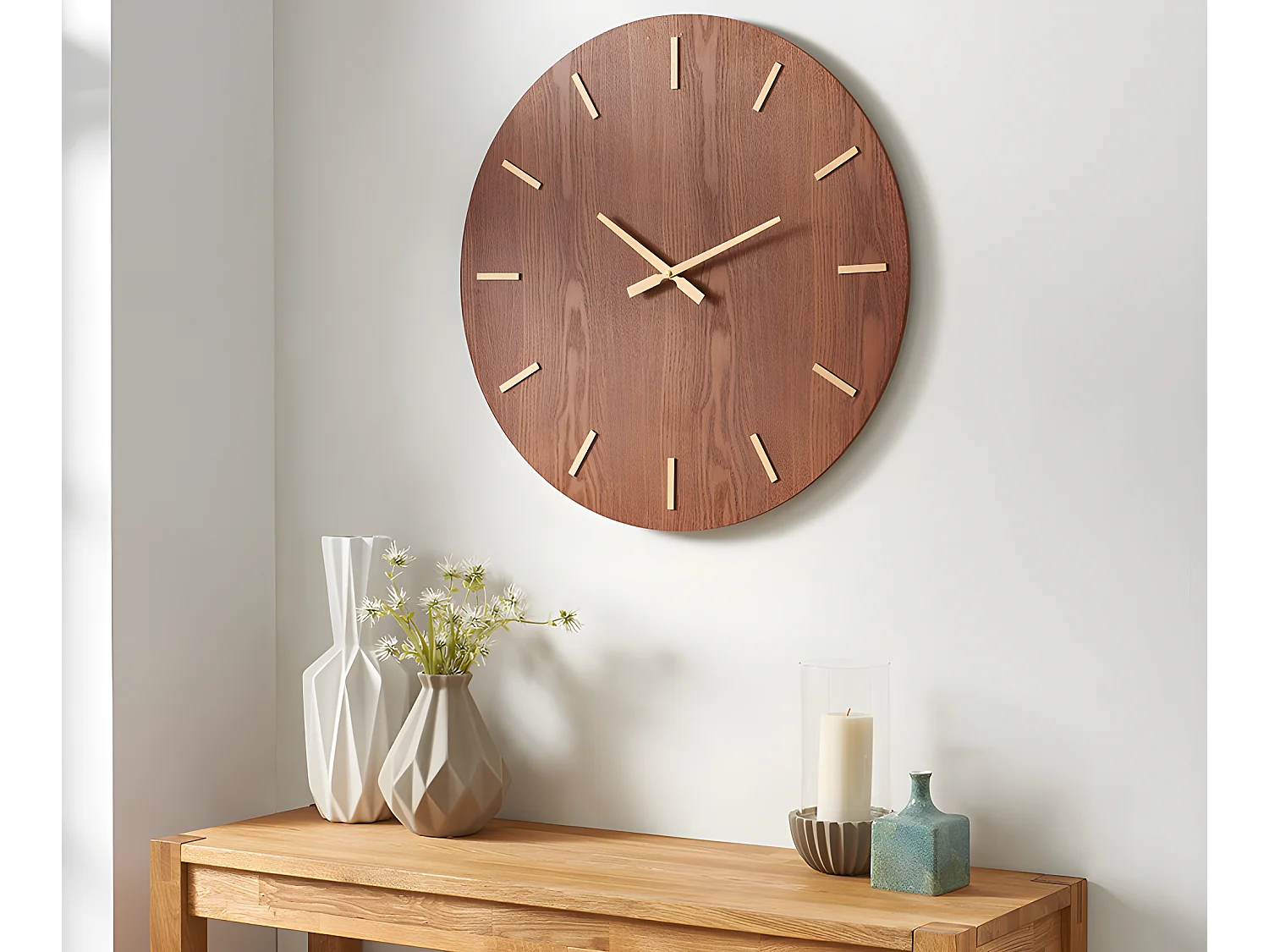 Duży zegar ścienny z drewna ARTURO – śr. 70 cm – kolor brązowy 120787 - obrazek 1