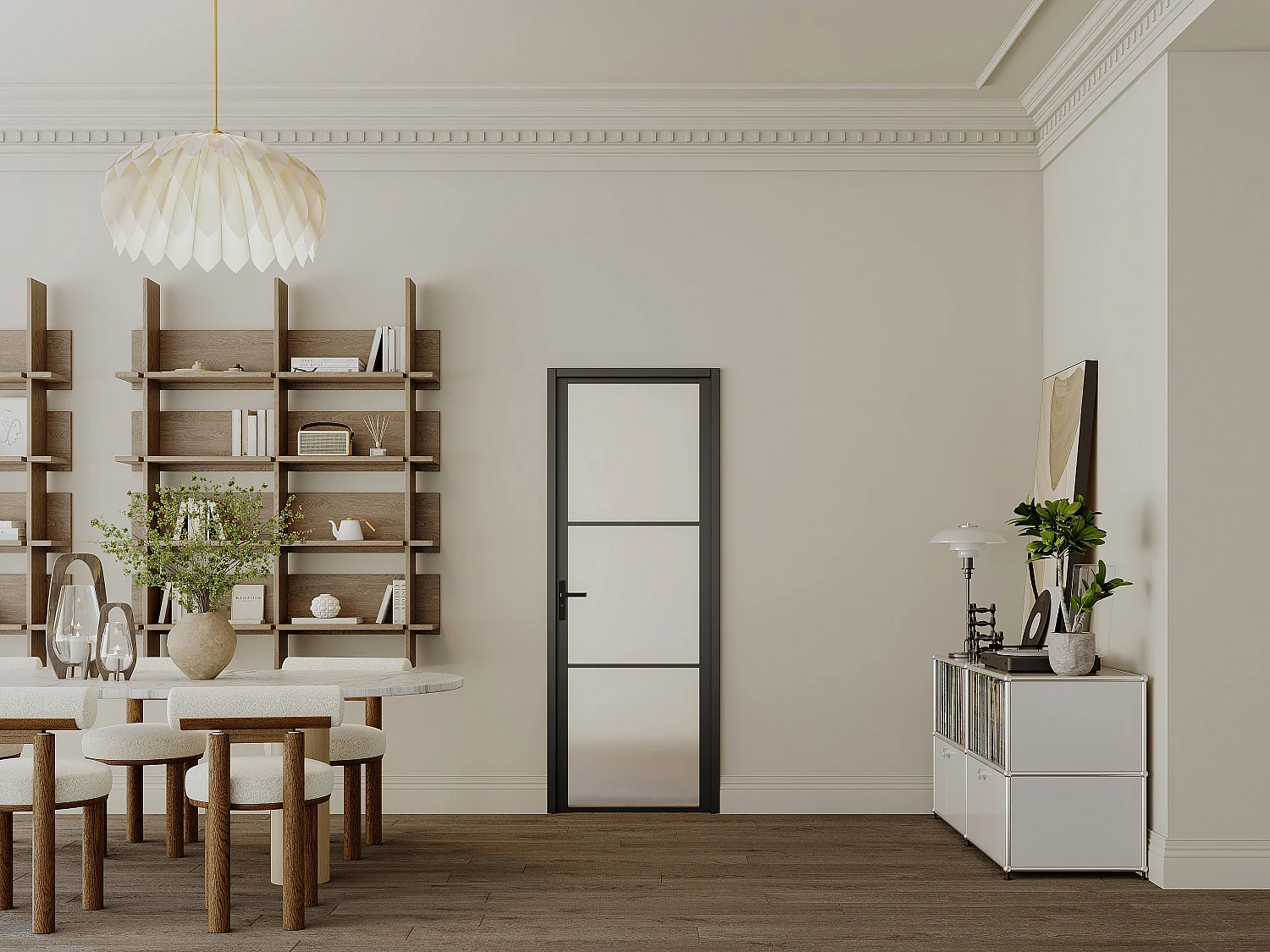 Drzwi kompletne dwustronne z aluminium i matowego szkła hartowanego – wys. 204 x szer. 93 cm – Czarny – MASERU 3277458