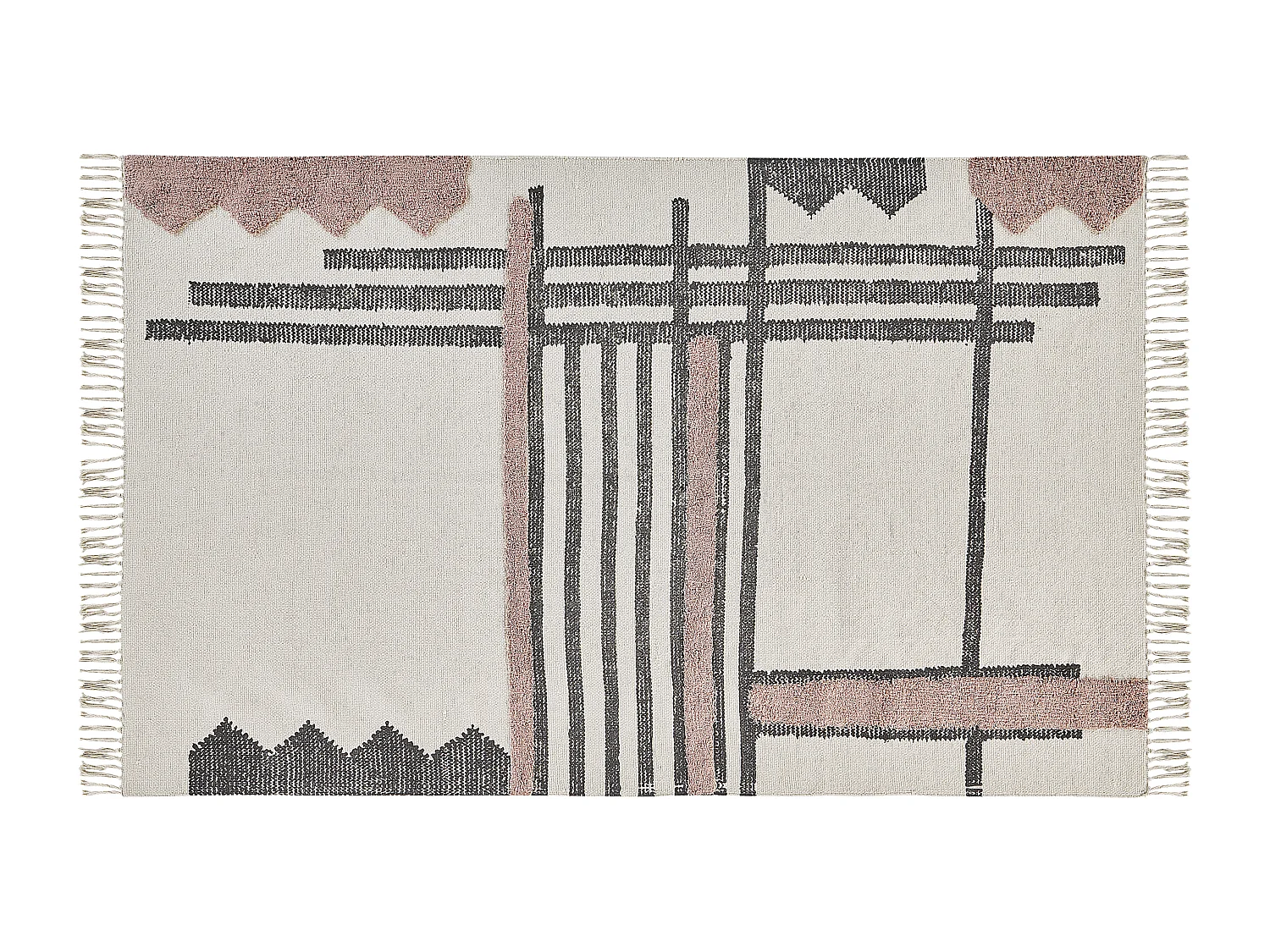 Dywan bawełniany 140 x 200 cm beżowo-czarny MURADIYE 1371221 - obrazek 1