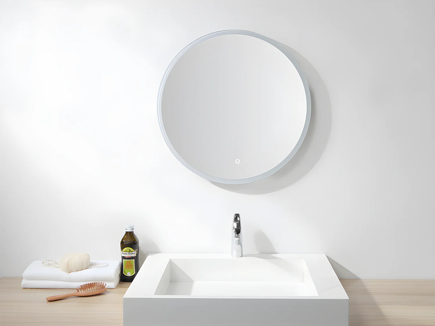 Lustro łazienkowe okrągłe przeciwparowe z oświetleniem LED - śr. 80 cm - DANIELA 3217237 - obrazek 1