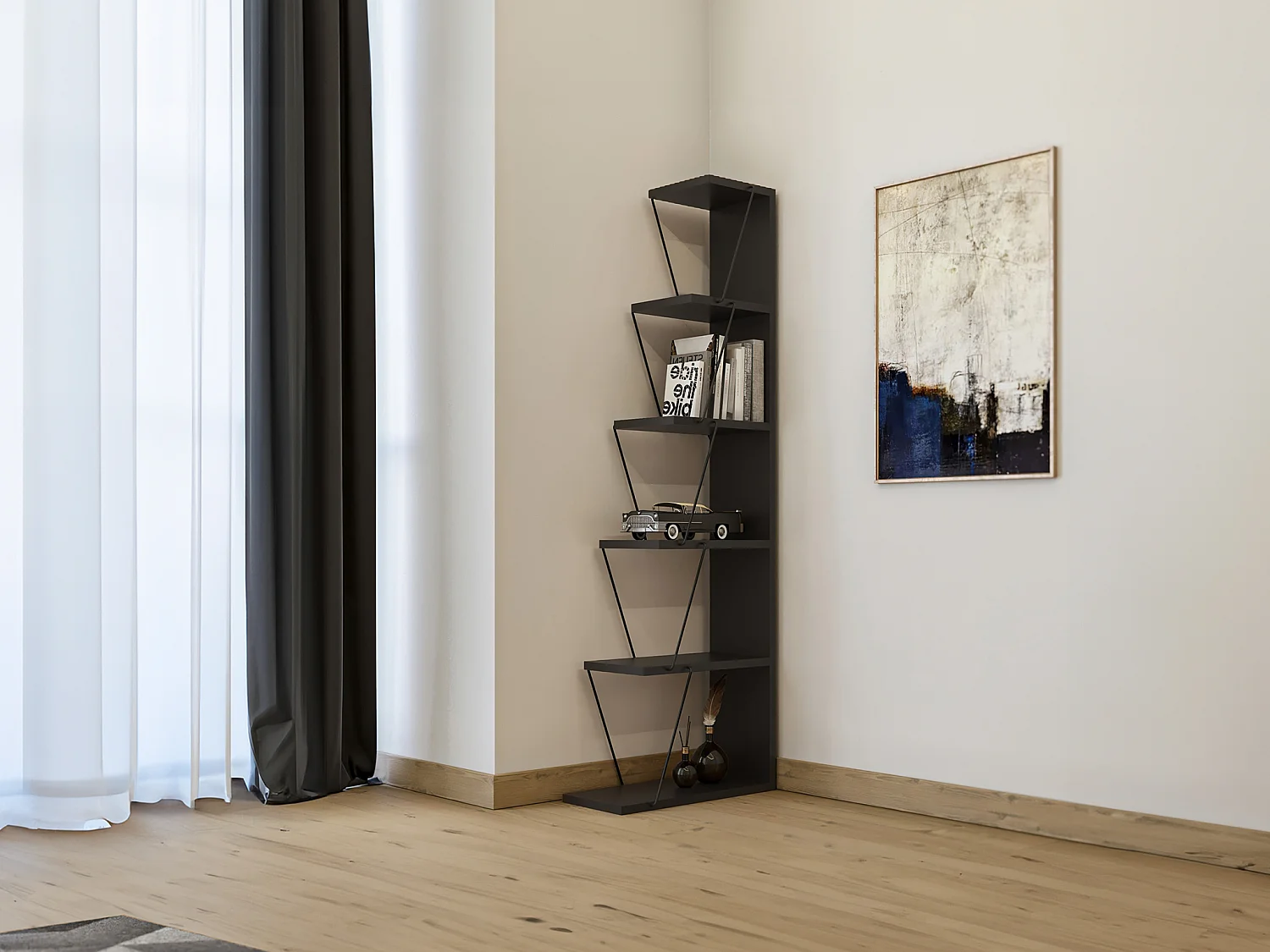 Biblioteczka z 5 półkami – Czarny – DELORY 3234796