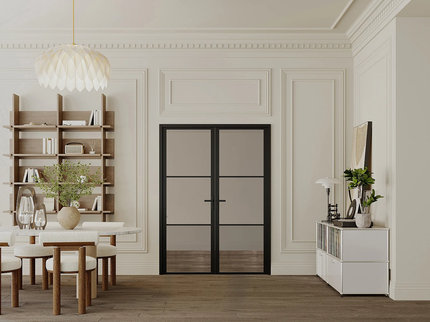 Drzwi kompletne 2-skrzydłowe dwustronne z aluminium i dymionego szkła hartowanego – 2 x wys. 204 x szer. 73 cm – Czarny – MASERU 3685634