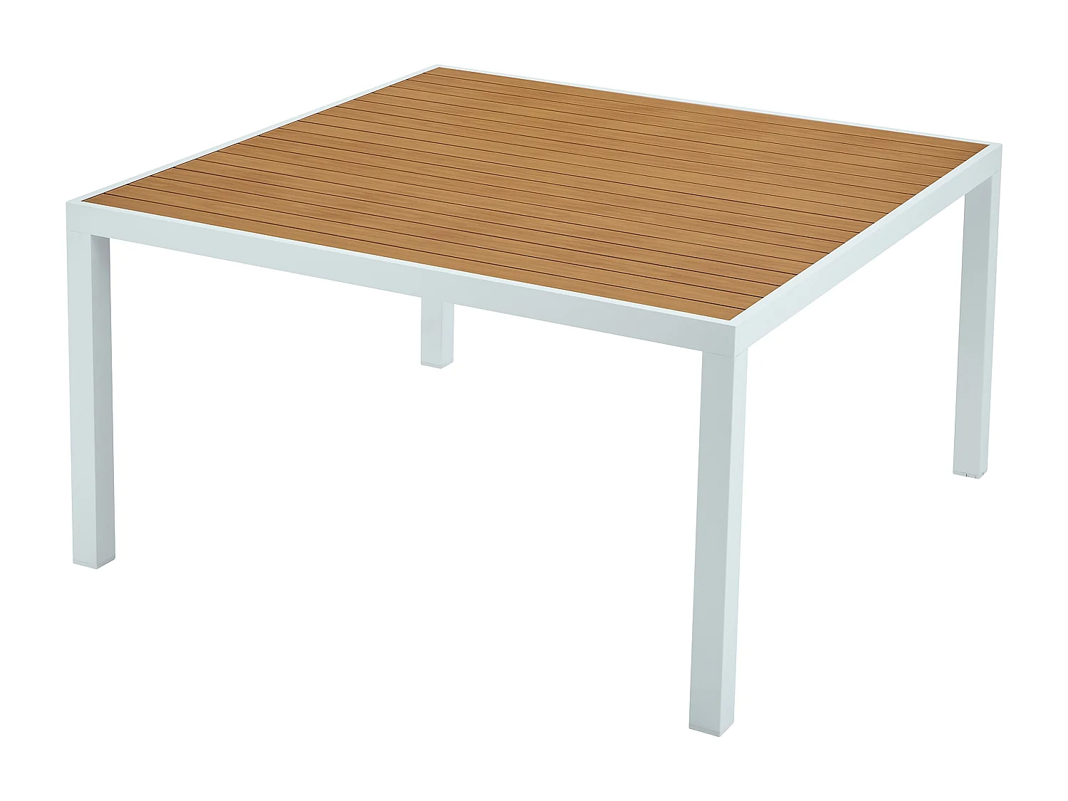 Stół ogrodowy jadalniany kwadratowy z aluminium dł. 140 cm – Naturalny jasny i biały – MACILA marki MYLIA 3233119