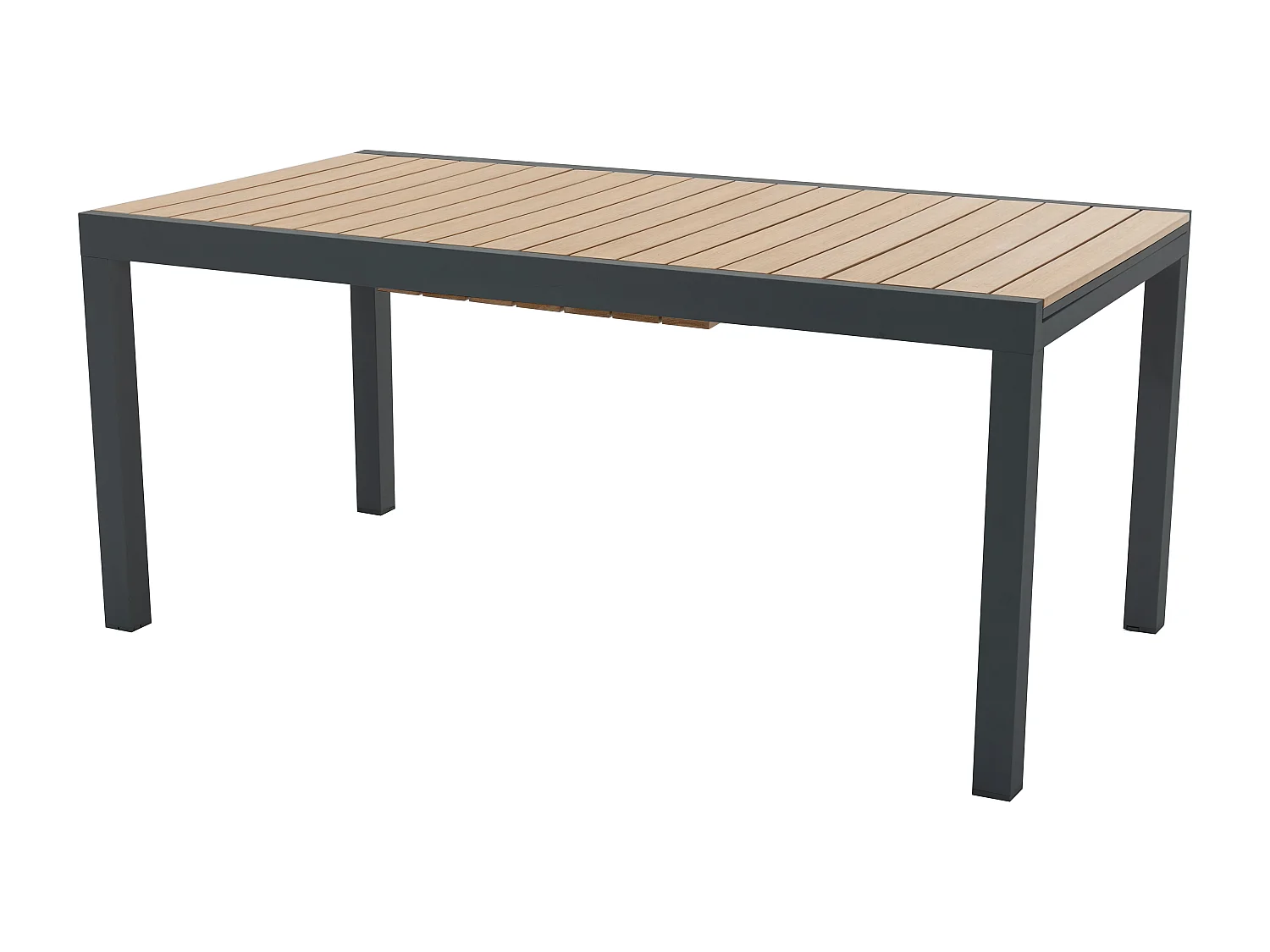 Stół ogrodowy jadalniany rozkładany z aluminium i polywood dł. 170/230 cm – Naturalny jasny i antracytowy – MACILA marki MYLIA 3233121
