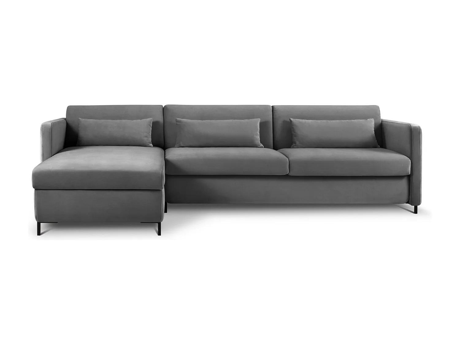 CXL by Christian Lacroix – Narożnik lewy z funkcją spania, „Yanis” 5 miejsc welur, szary ciemny – 280x170x80cm 3740395