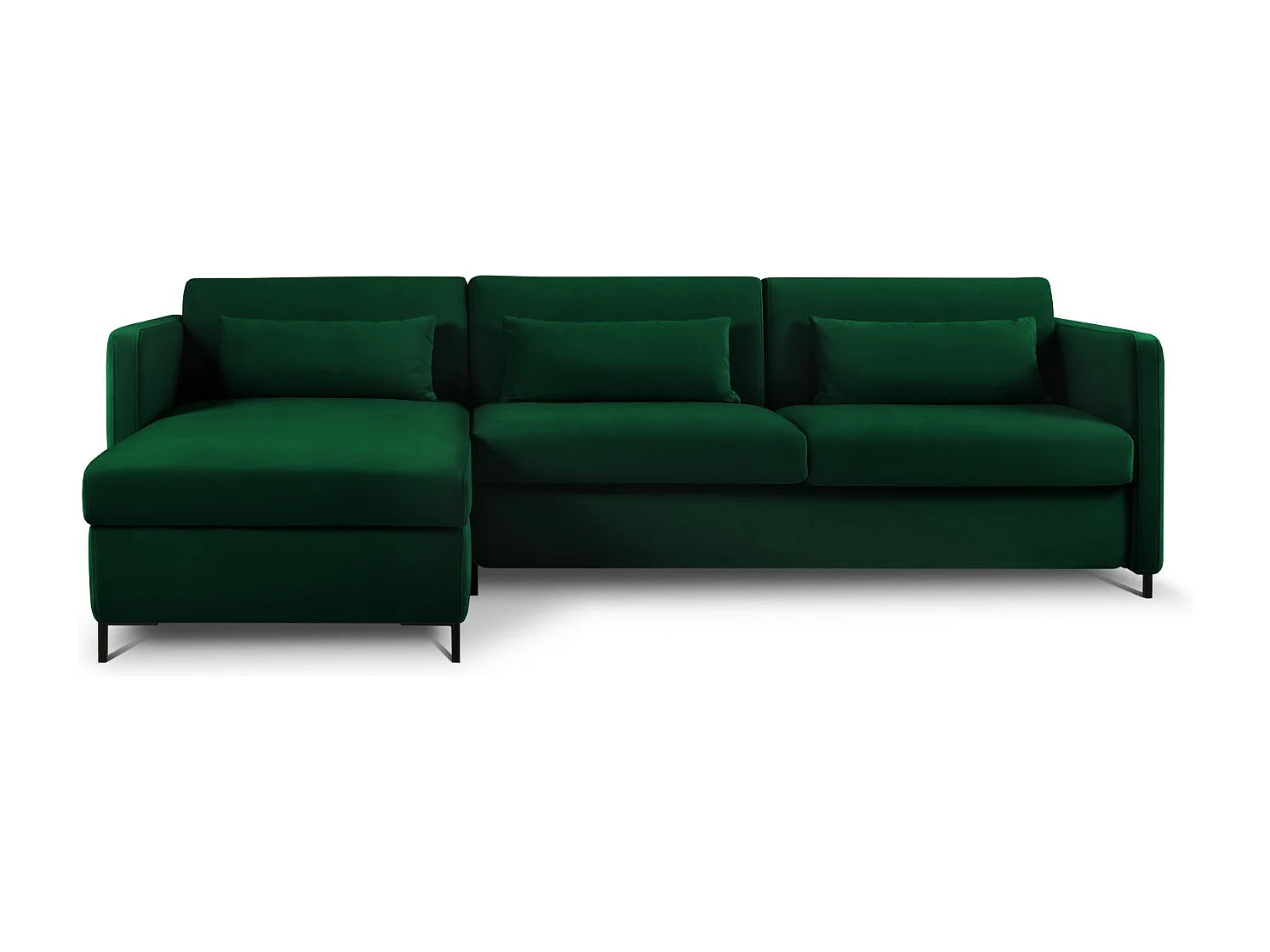 CXL by Christian Lacroix – Narożnik lewy z funkcją spania, „Yanis” 4 miejsca welur, zielony butelkowy – 260x170x80cm 3740414
