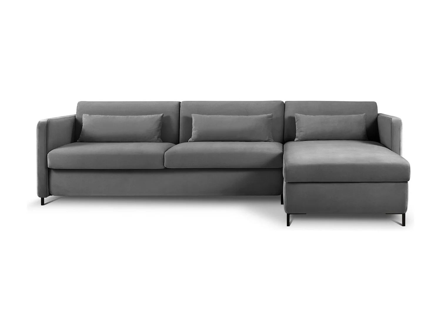 CXL by Christian Lacroix - Narożnik prawy z funkcją spania, "Yanis" 5 miejsc welur, szary ciemny - 280x170x80cm 3740452 - obrazek 1