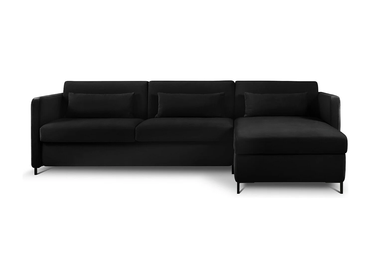 CXL by Christian Lacroix - Narożnik prawy z funkcją spania, "Yanis" 4 miejsca welur, czarny - 260x170x80cm 3740464 - obrazek 1