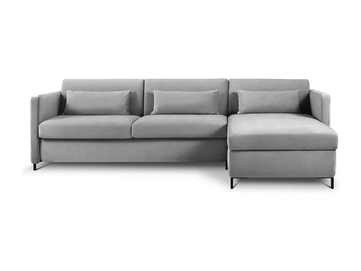 CXL by Christian Lacroix - Narożnik prawy z funkcją spania, "Yanis" 4 miejsca welur, szary - 260x170x80cm 3740511 - obrazek 1