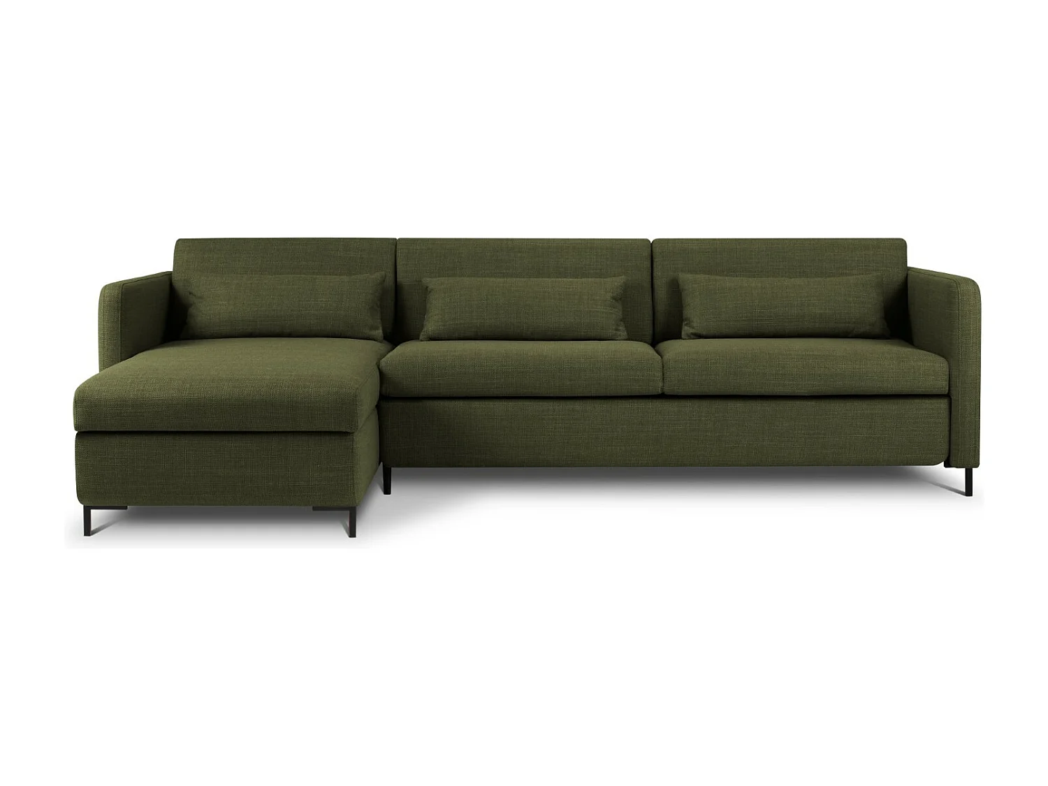 CXL by Christian Lacroix – Narożnik lewy rozkładany ze schowkiem, „Yanis” 5 miejsc tkanina strukturalna, zielony – 280x170x80cm 3740508