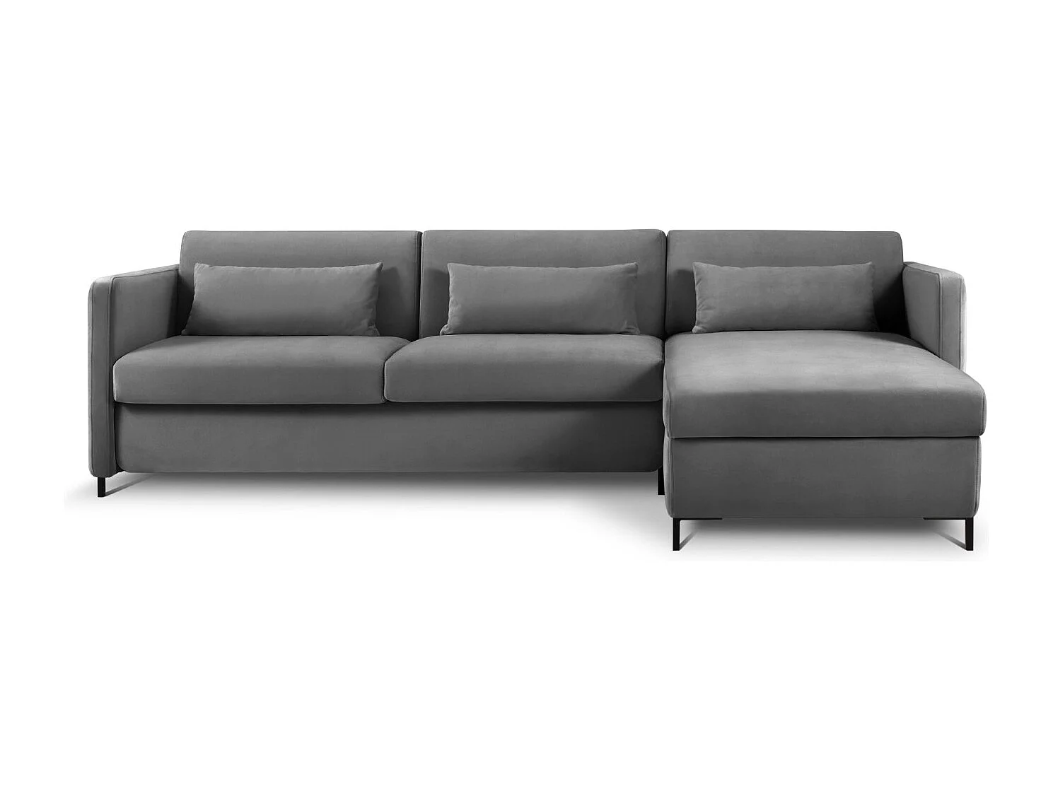 CXL by Christian Lacroix - Narożnik prawy z funkcją spania, "Yanis" 4 miejsca welur, szary ciemny - 260x170x80cm 3740523 - obrazek 1