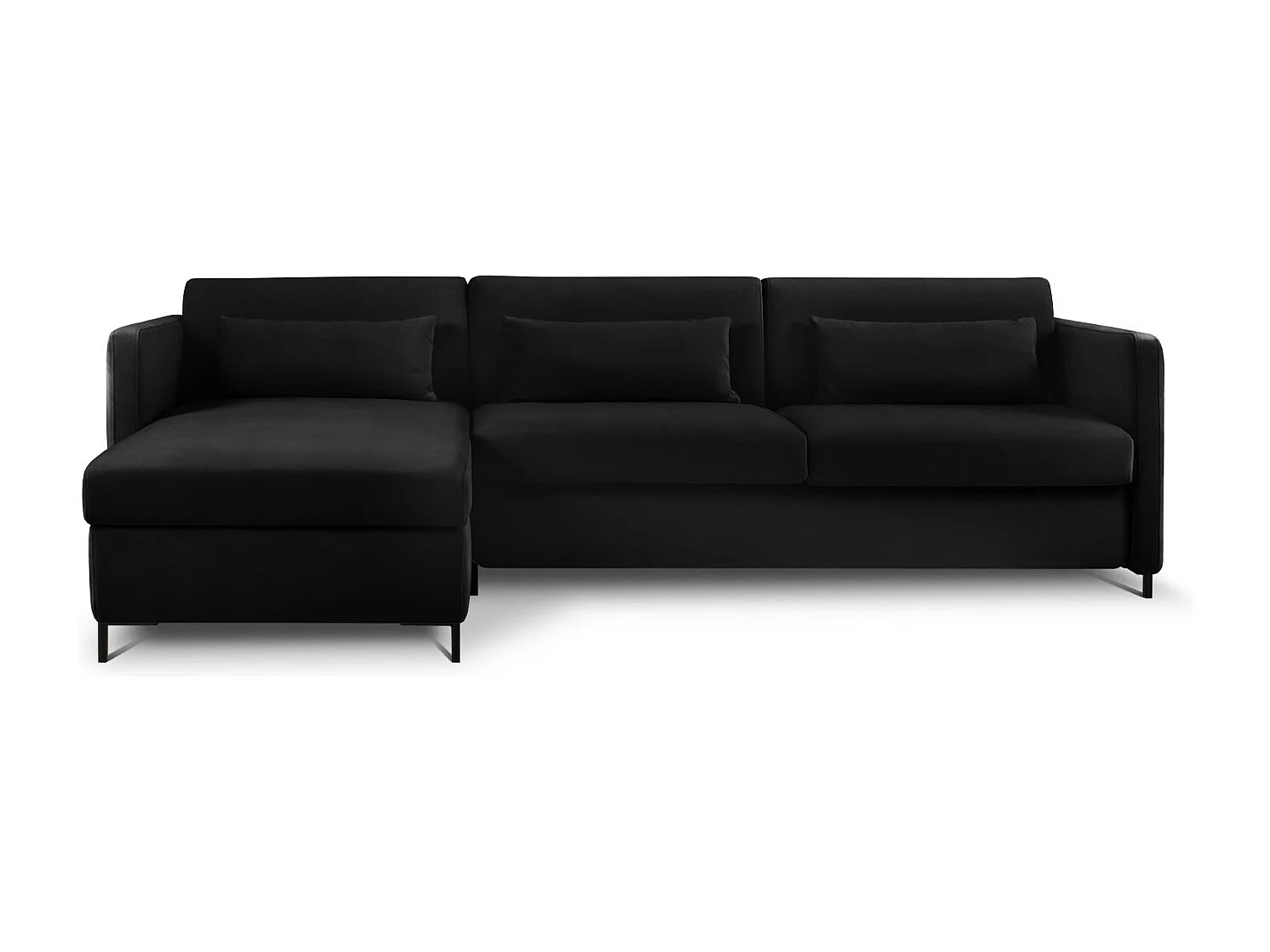 CXL by Christian Lacroix – Narożnik lewy z funkcją spania, „Yanis” 4 miejsca welur, czarny – 260x170x80cm 3740562