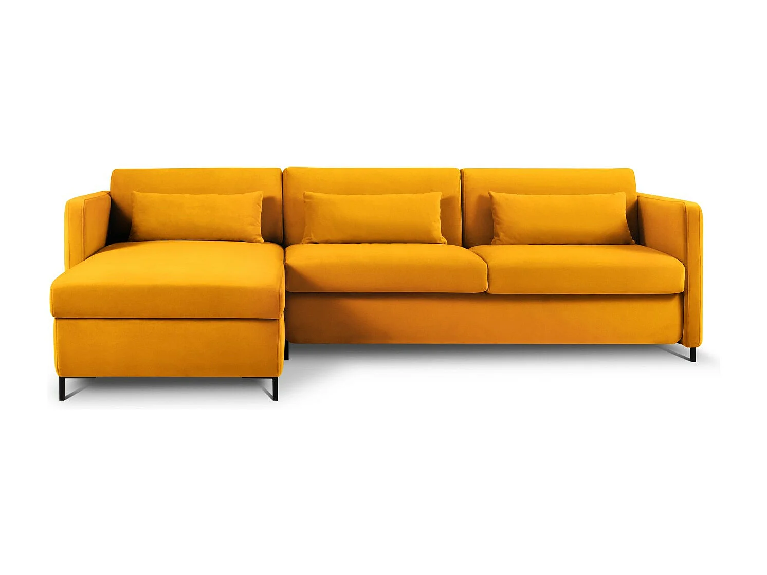 CXL by Christian Lacroix – Narożnik lewy z funkcją spania, „Yanis” 4 miejsca welur, żółty – 260x170x80cm 3740600