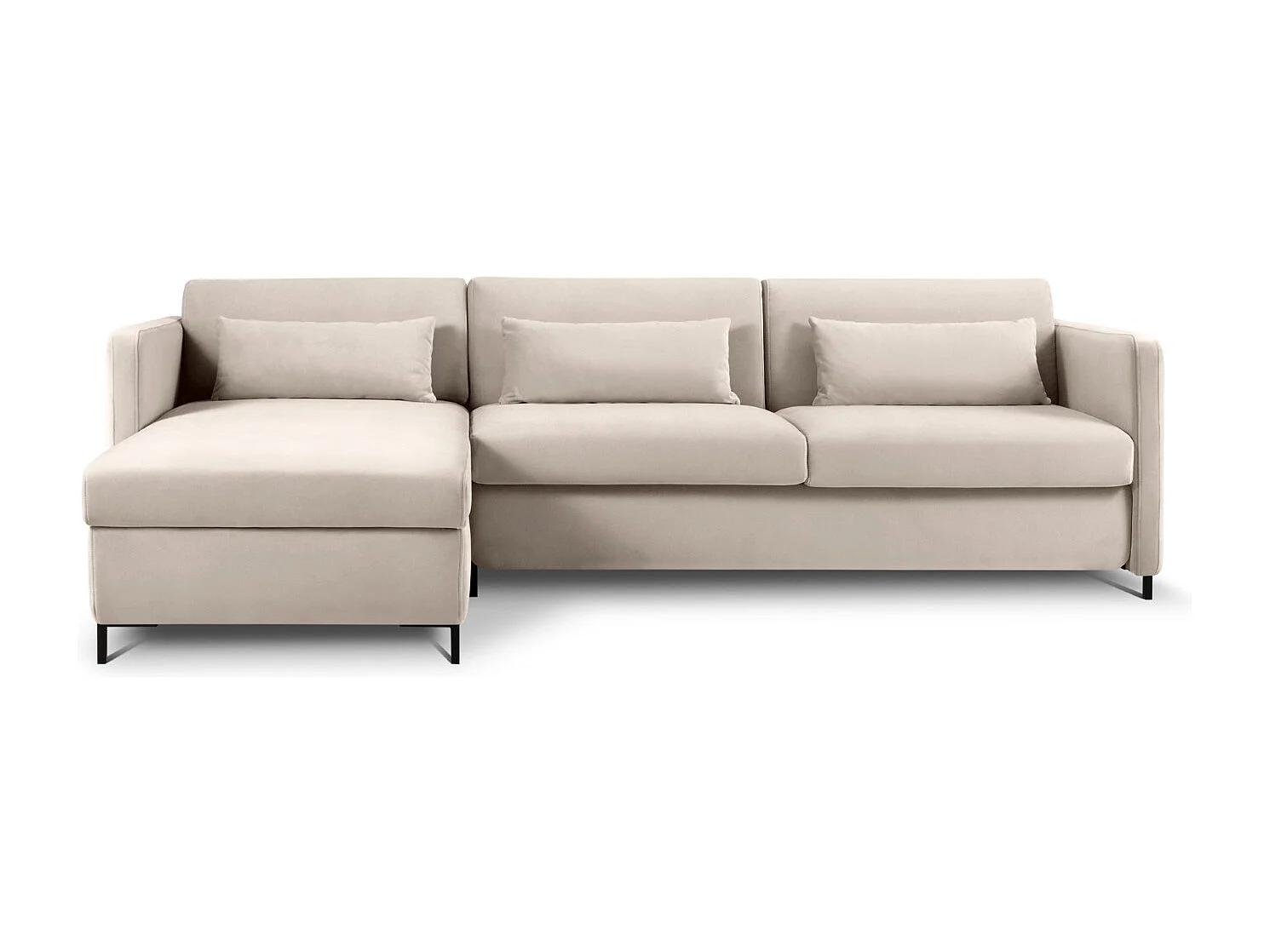 CXL by Christian Lacroix – Narożnik lewy z funkcją spania, „Yanis” 4 miejsca welur, beż – 260x170x80cm 3740702