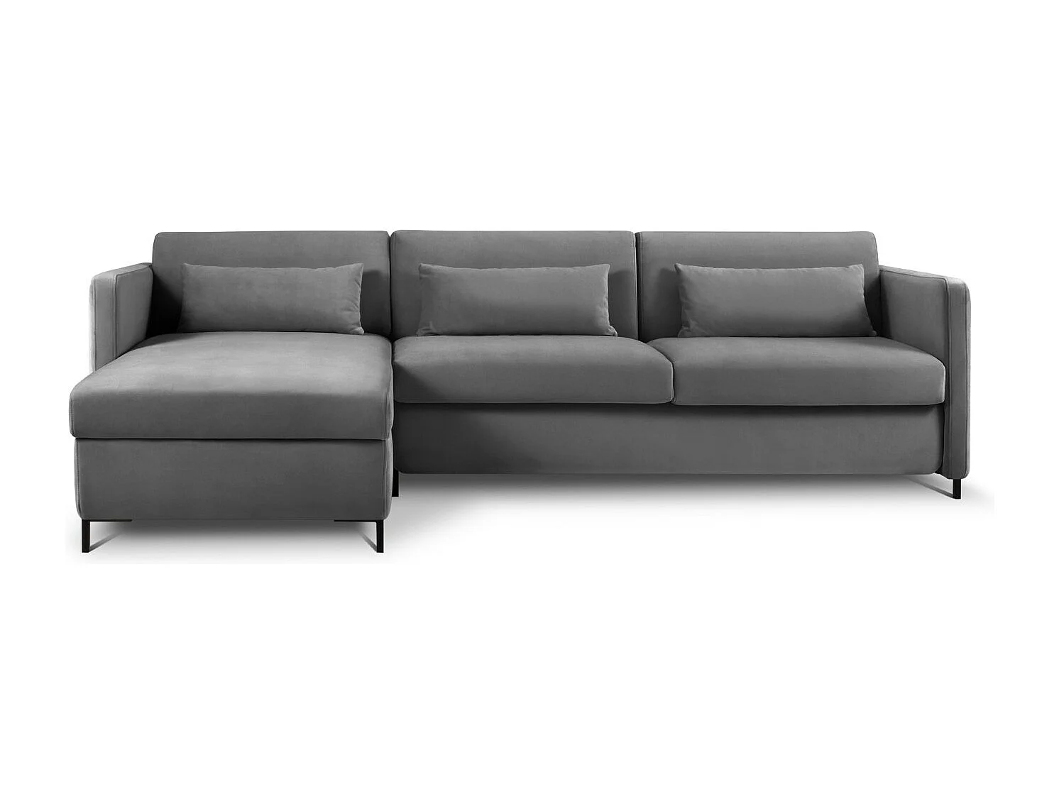 CXL by Christian Lacroix – Narożnik lewy z funkcją spania, „Yanis” 4 miejsca welur, szary ciemny – 260x170x80cm 3740717
