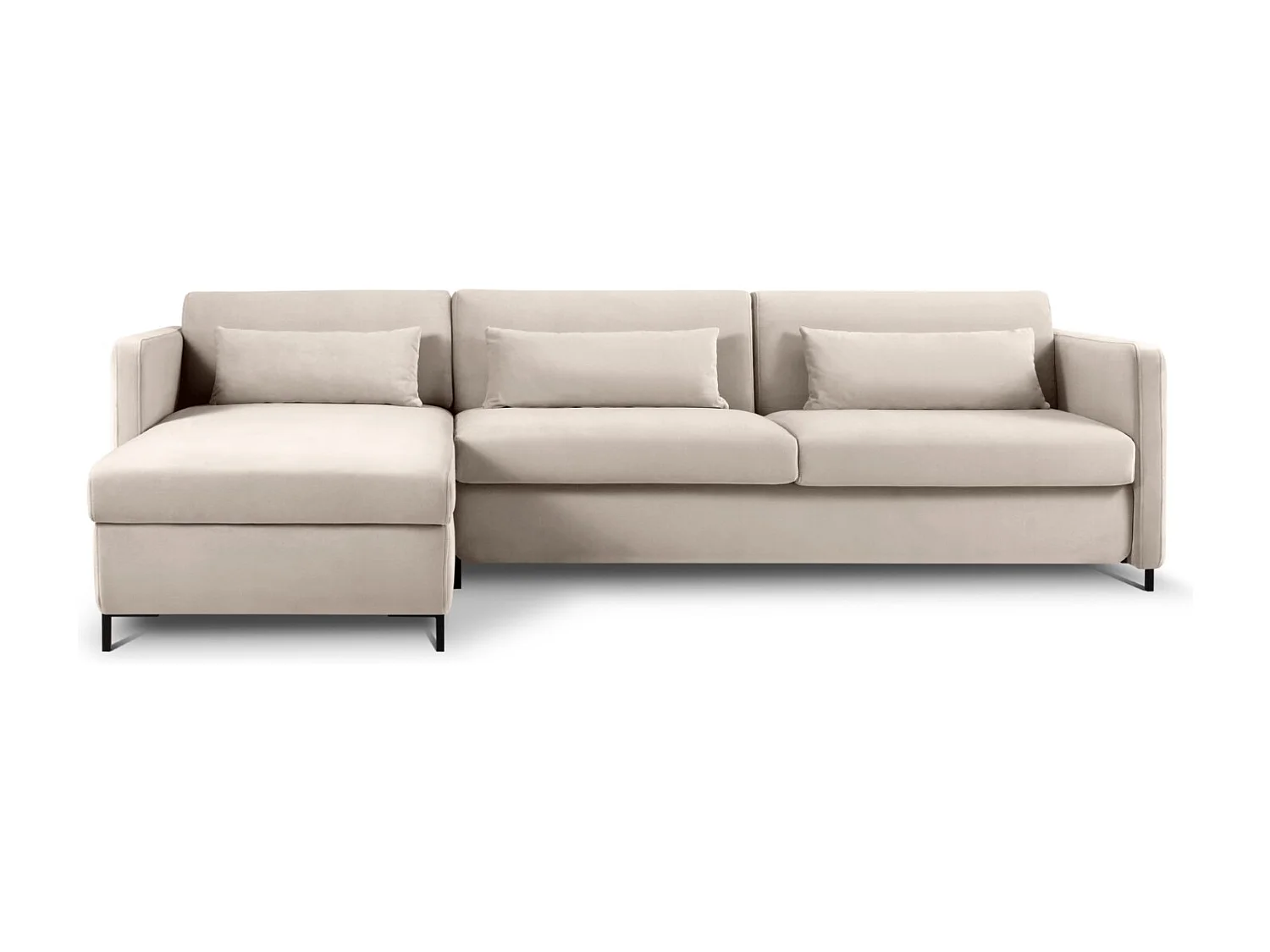 CXL by Christian Lacroix – Narożnik lewy z funkcją spania, „Yanis” 5 miejsc welur, beż – 280x170x80cm 3740751