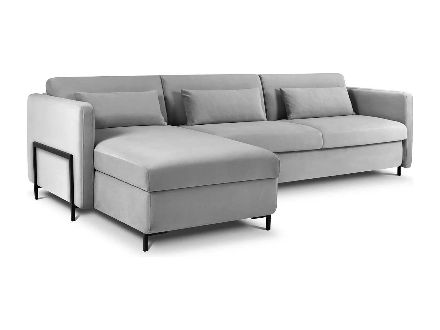 CXL by Christian Lacroix – Narożnik lewy z funkcją spania, „Yanis” 5 miejsc welur, szary – 280x170x80cm 3740789