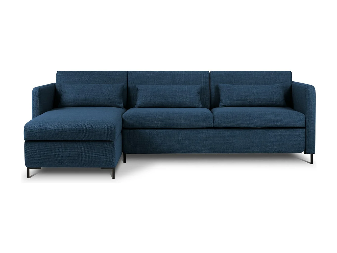CXL by Christian Lacroix – Narożnik lewy rozkładany ze schowkiem, „Yanis” 4 miejsca tkanina strukturalna, niebieski – 260x170x80cm 3740798