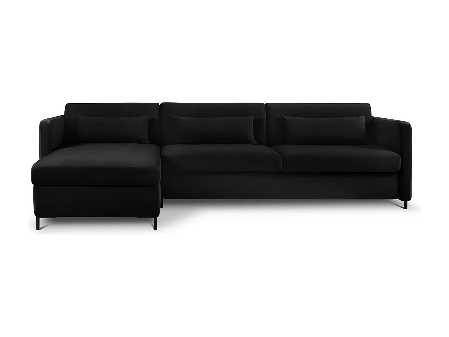 CXL by Christian Lacroix – Narożnik lewy z funkcją spania, „Yanis” 5 miejsc welur, czarny – 280x170x80cm 3740848