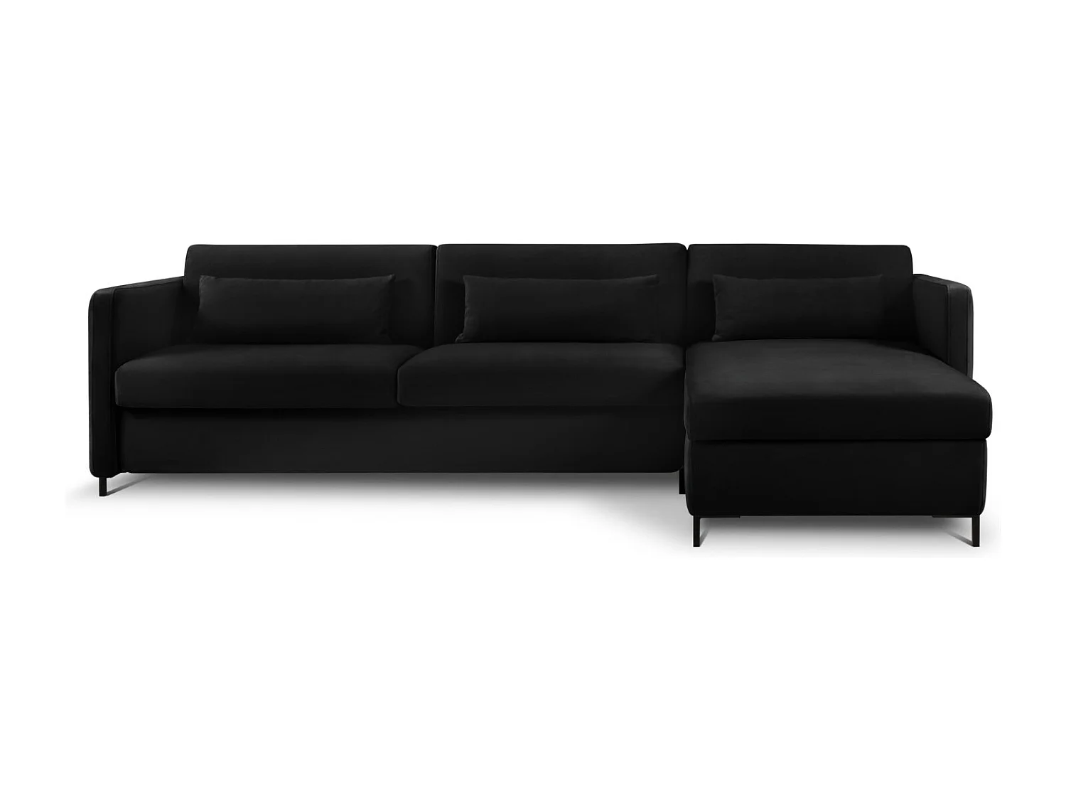 CXL by Christian Lacroix - Narożnik prawy z funkcją spania, "Yanis" 5 miejsc welur, czarny - 280x170x80cm 3740904 - obrazek 1