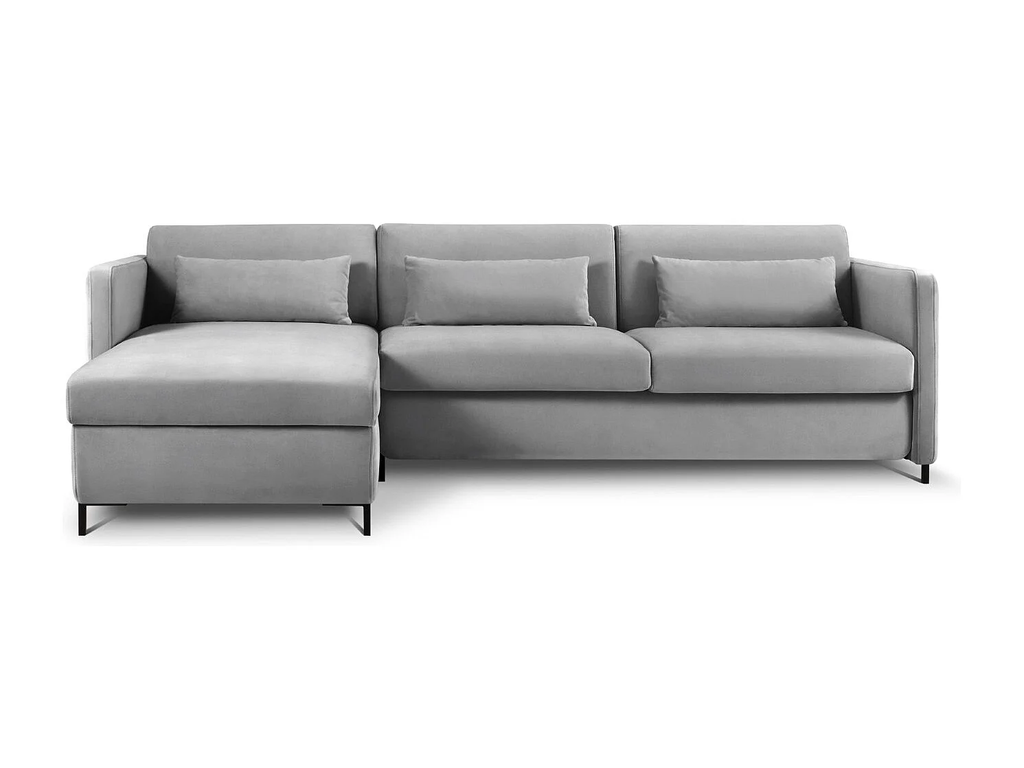CXL by Christian Lacroix – Narożnik lewy z funkcją spania, „Yanis” 4 miejsca welur, szary – 260x170x80cm 3740956
