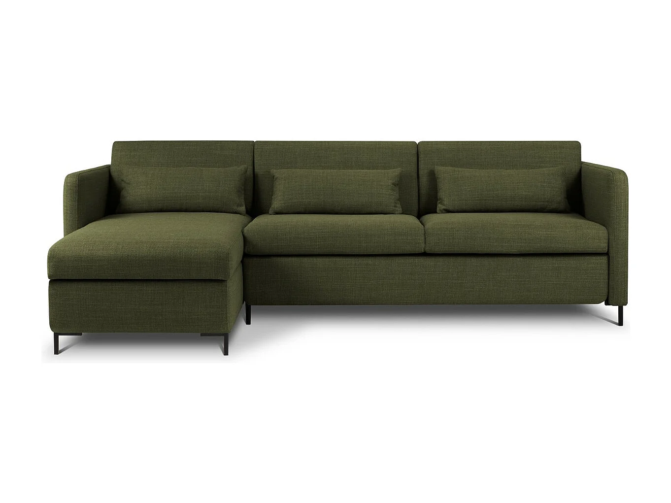 CXL by Christian Lacroix – Narożnik lewy rozkładany ze schowkiem, „Yanis” 4 miejsca tkanina strukturalna, zielony – 260x170x80cm 3740982