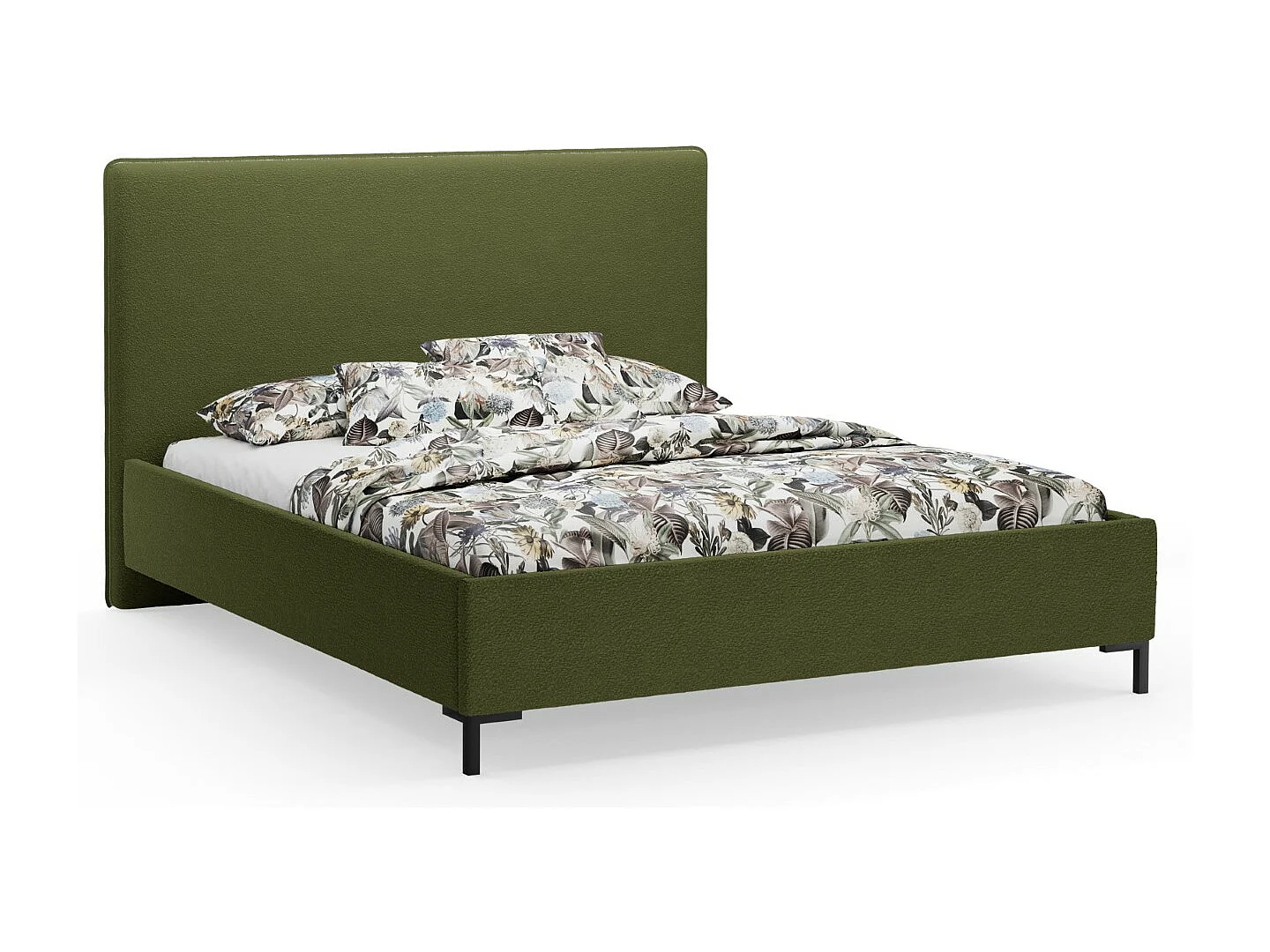 CXL by Christian Lacroix – Łóżko ze schowkiem i zagłówkiem, „Polly” 180x200cm boucle, ciemna oliwkowa zieleń – 220x190x120cm 3742232
