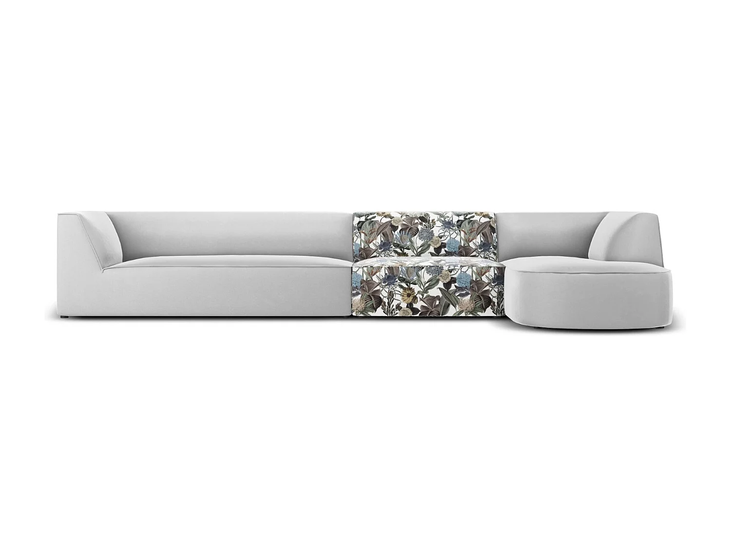 CXL by Christian Lacroix – Narożnik prawy, „Charles” 5 miejsc welur, jasnoniebieski, jasnoszary wzór ogród – 366x180x69cm 3742711