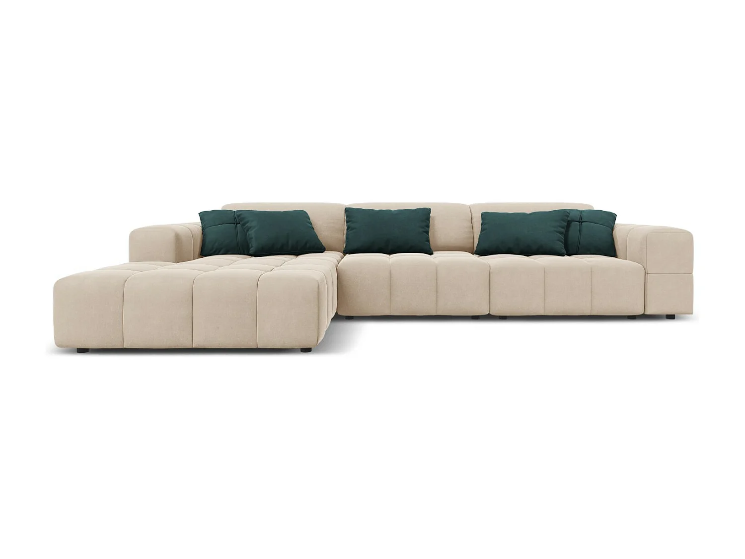 CXL by Christian Lacroix – Narożnik lewy, „Luc” 4 miejsca welur, beż jasny – 284x166x70cm 3742885