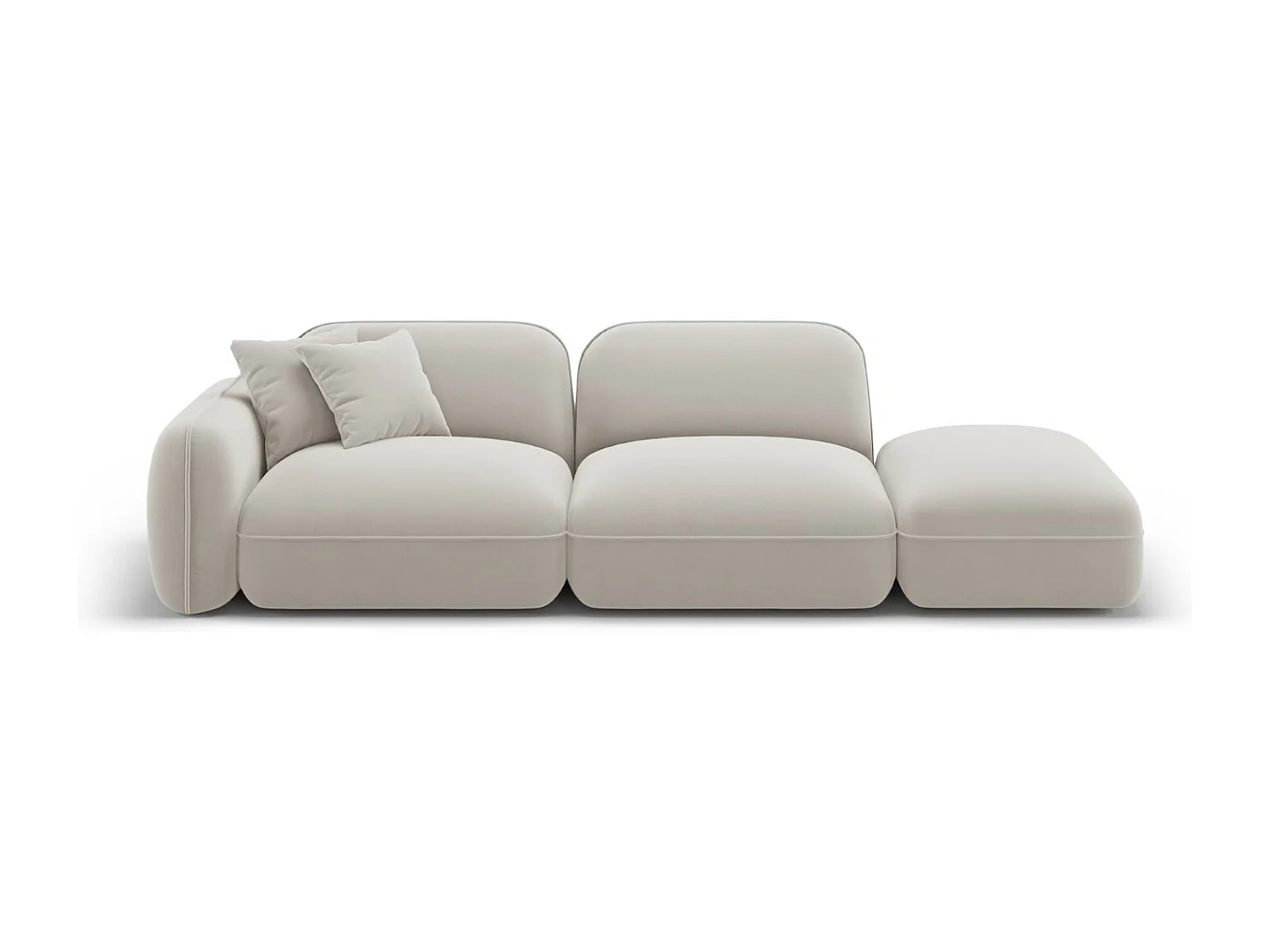 CXL by Christian Lacroix - Sofa modułowa bok prawy, "Lucien" 3 miejsca welur, beż jasny - 295x90x70cm 3743432 - obrazek 1