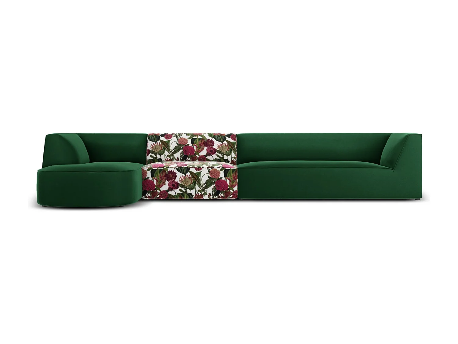 CXL by Christian Lacroix – Narożnik lewy, „Charles” 5 miejsc welur, wzór róży ogród, zielony – 366x180x69cm 3743458