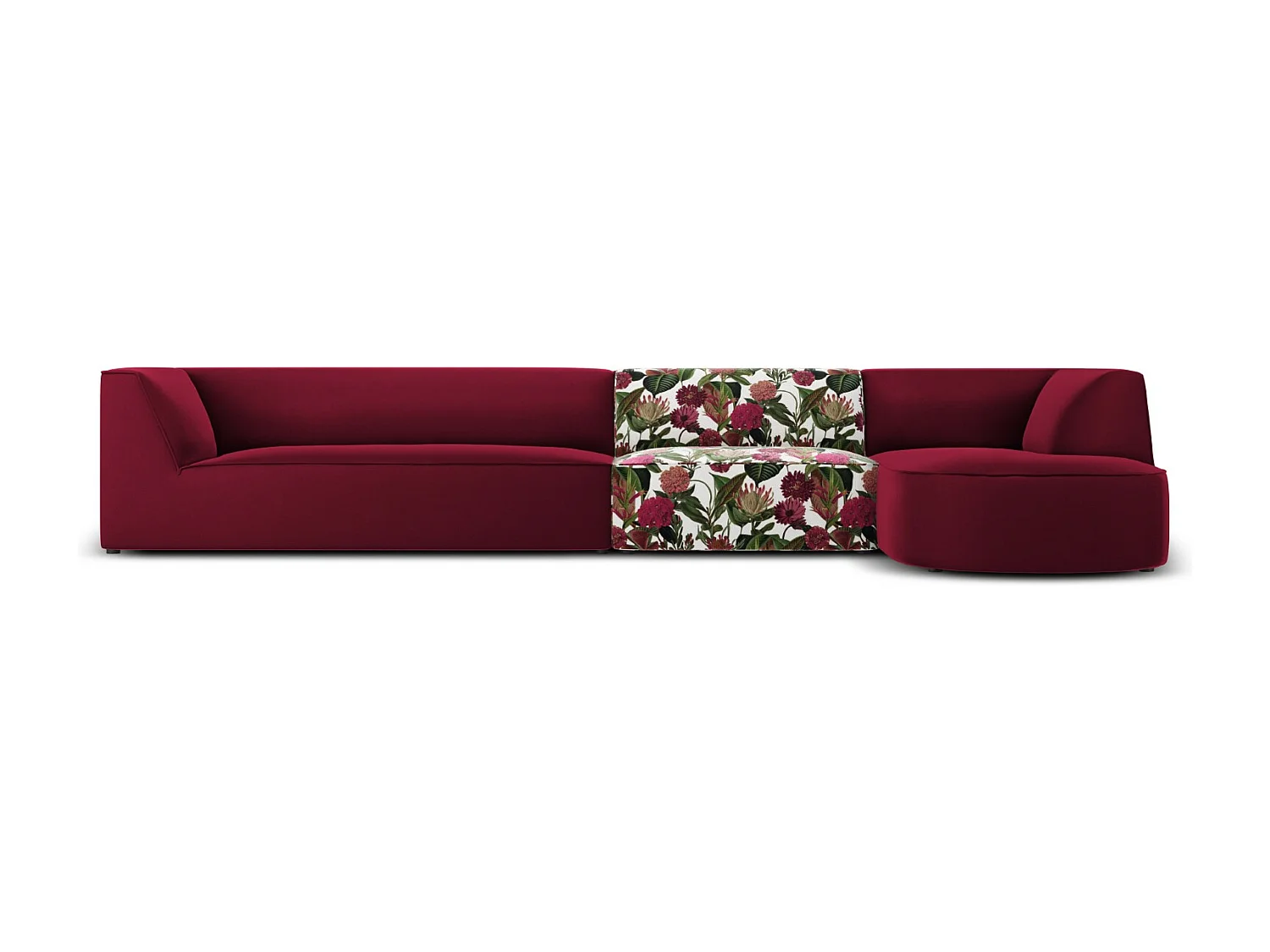 CXL by Christian Lacroix – Narożnik prawy, „Charles” 5 miejsc welur, wzór róży ogród, czerwony – 366x180x69cm 3744713