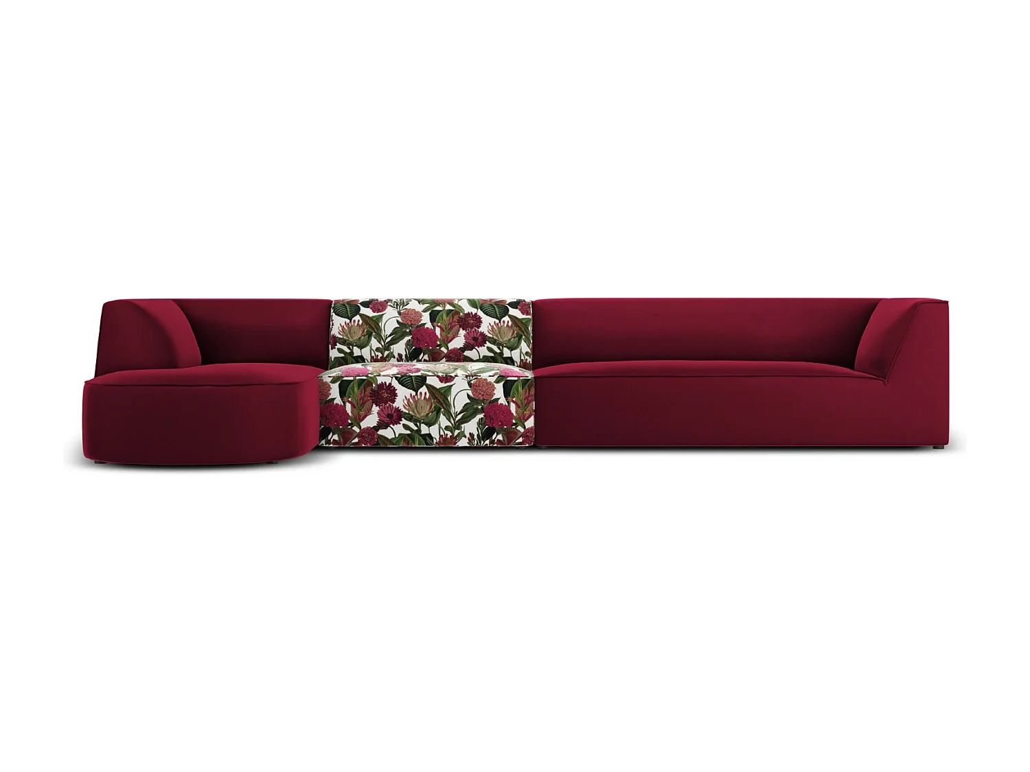 CXL by Christian Lacroix – Narożnik lewy, „Charles” 5 miejsc welur, wzór róży ogród, czerwony – 366x180x69cm 3745758