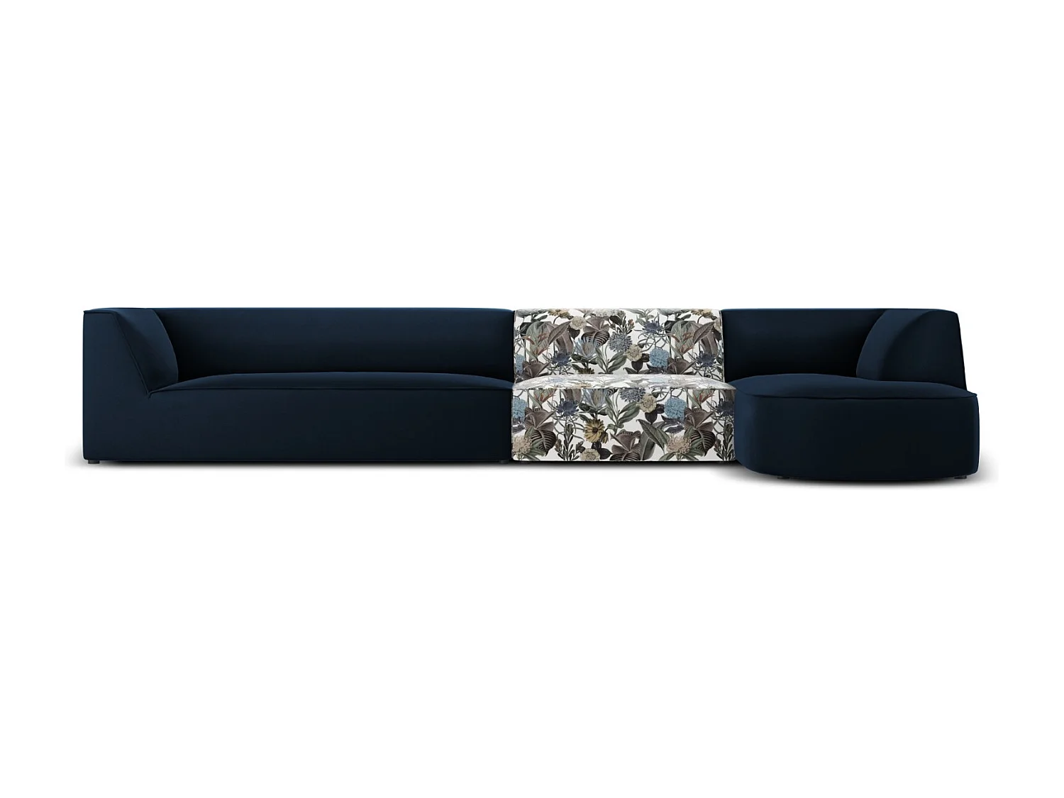 CXL by Christian Lacroix – Narożnik prawy, „Charles” 5 miejsc welur, jasnoniebieski, ciemnoniebieski wzór ogród – 366x180x69cm 3746779