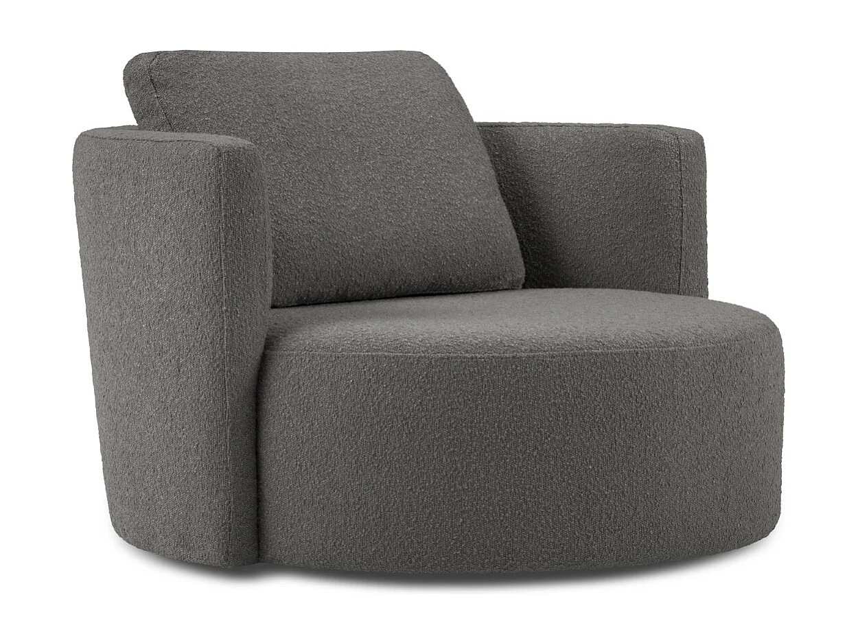 CXL by Christian Lacroix – Fotel XL obrotowy, „Adam” boucle, szary ciemny – 112x112x63cm 3746865
