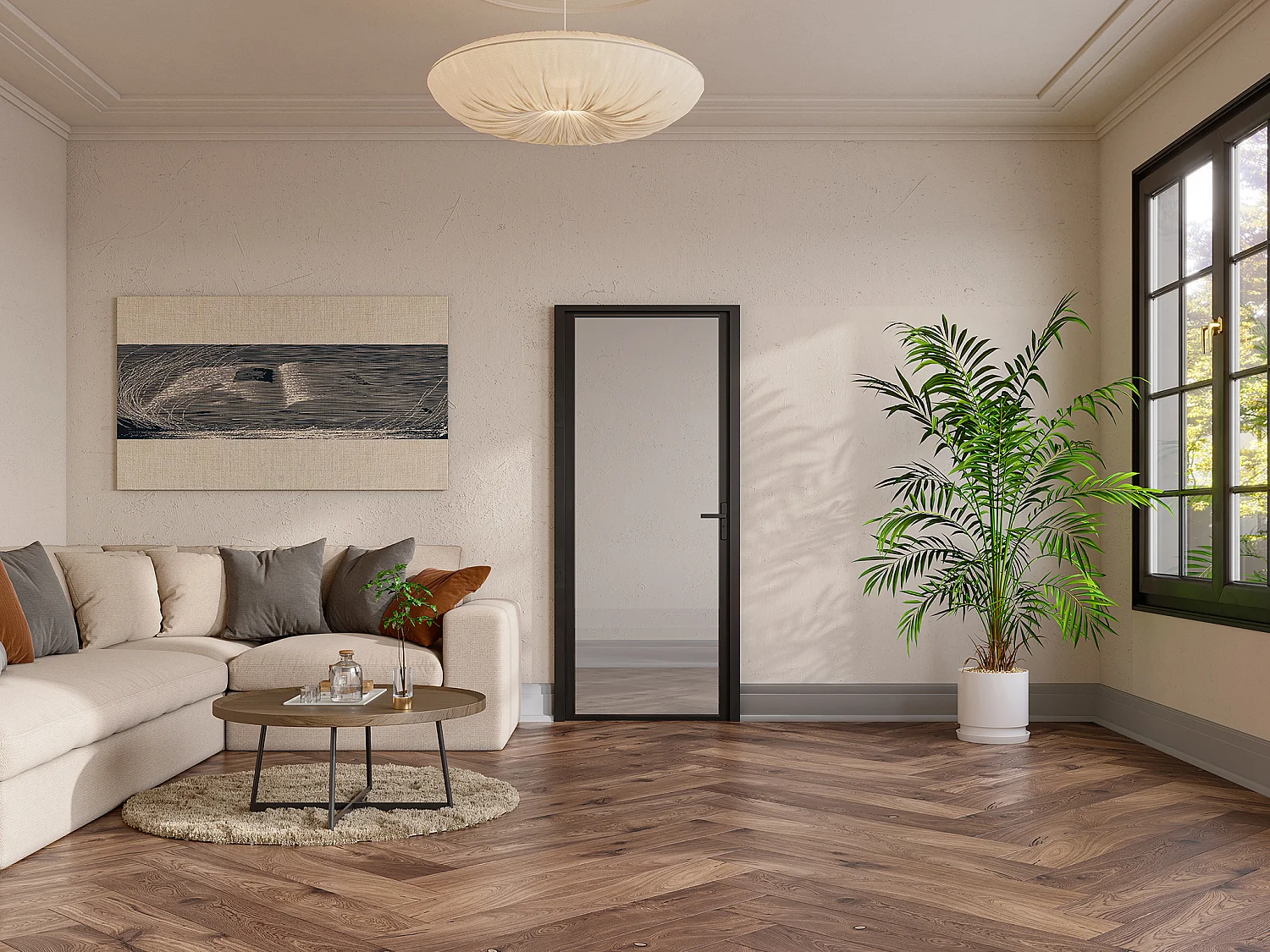 Drzwi kompletne dwustronne z aluminium i szkła hartowanego – wys. 204 x szer. 83 cm – LOXTON 2410093