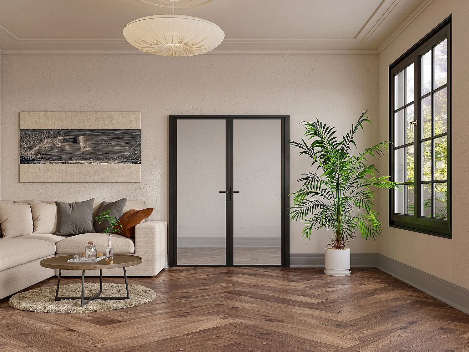 Drzwi kompletne 2-skrzydłowe dwustronne z aluminium i szkła hartowanego – wys. 204 x szer. 146 cm – LOXTON 2410107